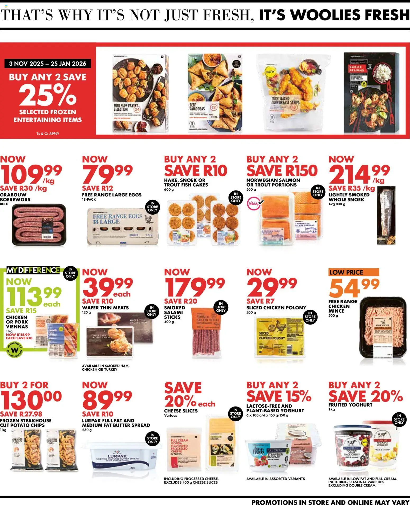 New Woolworths catalogue – valid from 24.11.2025 | Page: 3 | Products: Polony, Samoosas, Chicken, Cream