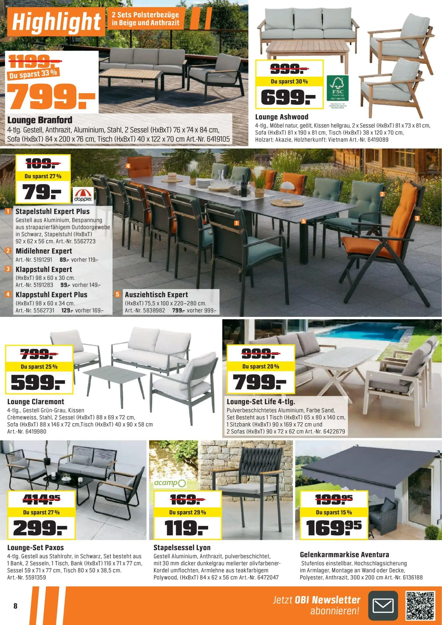 OBI - ALLES MACHBAR MIT OBI – gültig ab 28.02.2026 | Seite: 8 | Produkte: Sitzbank, Kissen, Sofa, Sessel