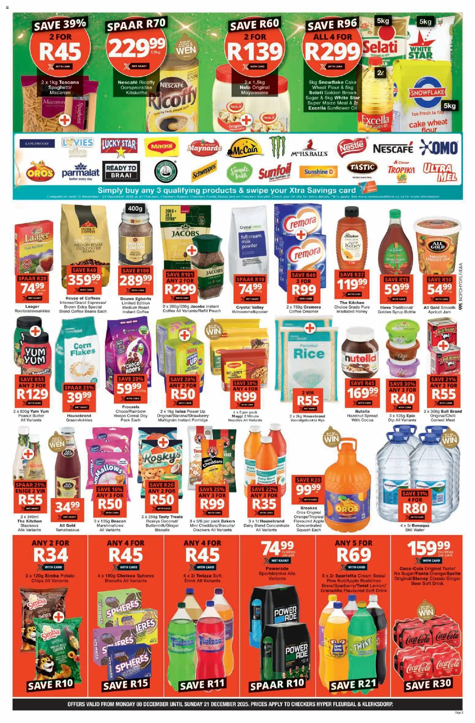 New Checkers catalogue – valid from 08.12.2025 | Page: 3 | Products: Flour, Squash, Powder, Estuche organizador de viaje