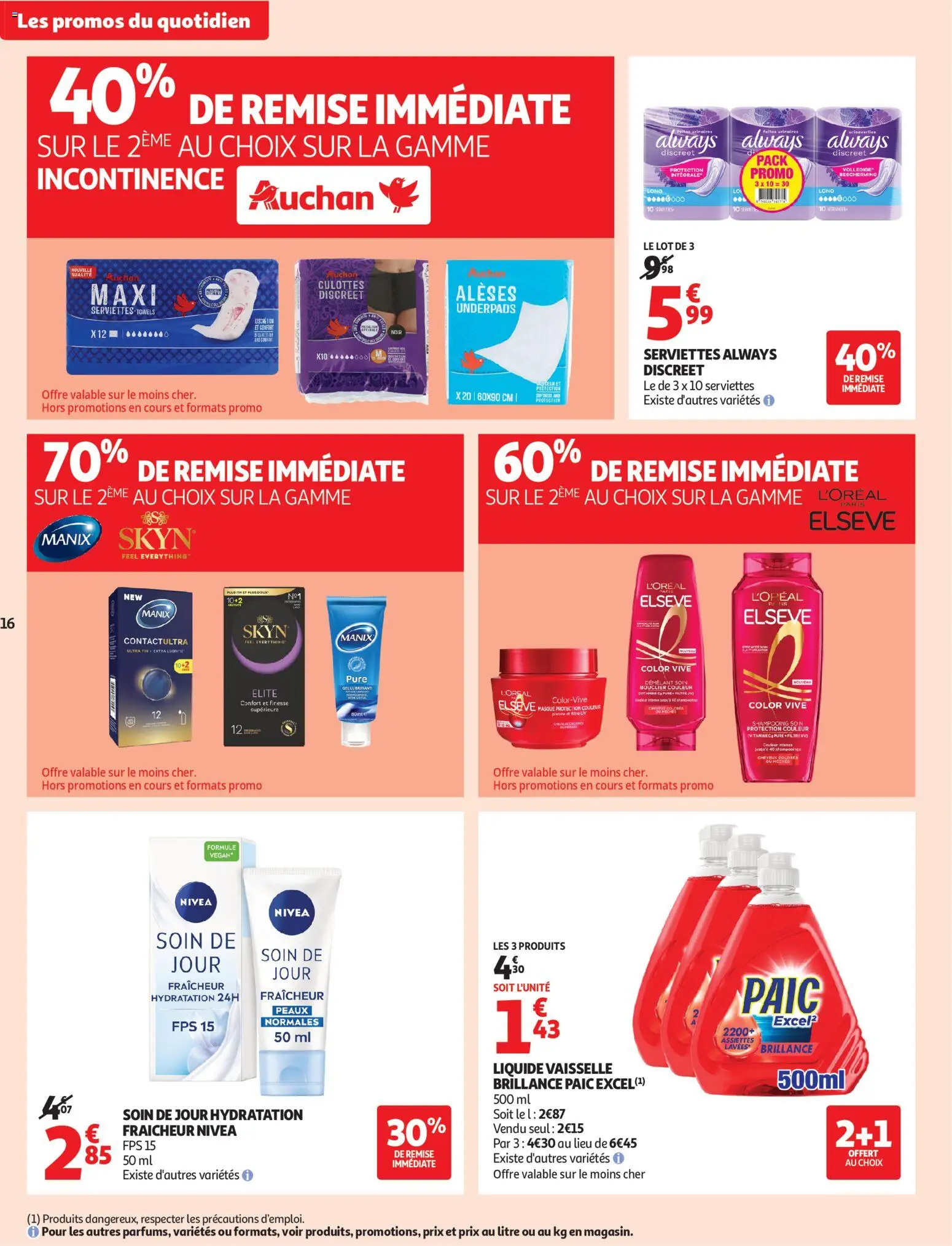 {H1} | Page: 16 | Produits: Filtre, Liquide vaisselle, Shampooing, Masque