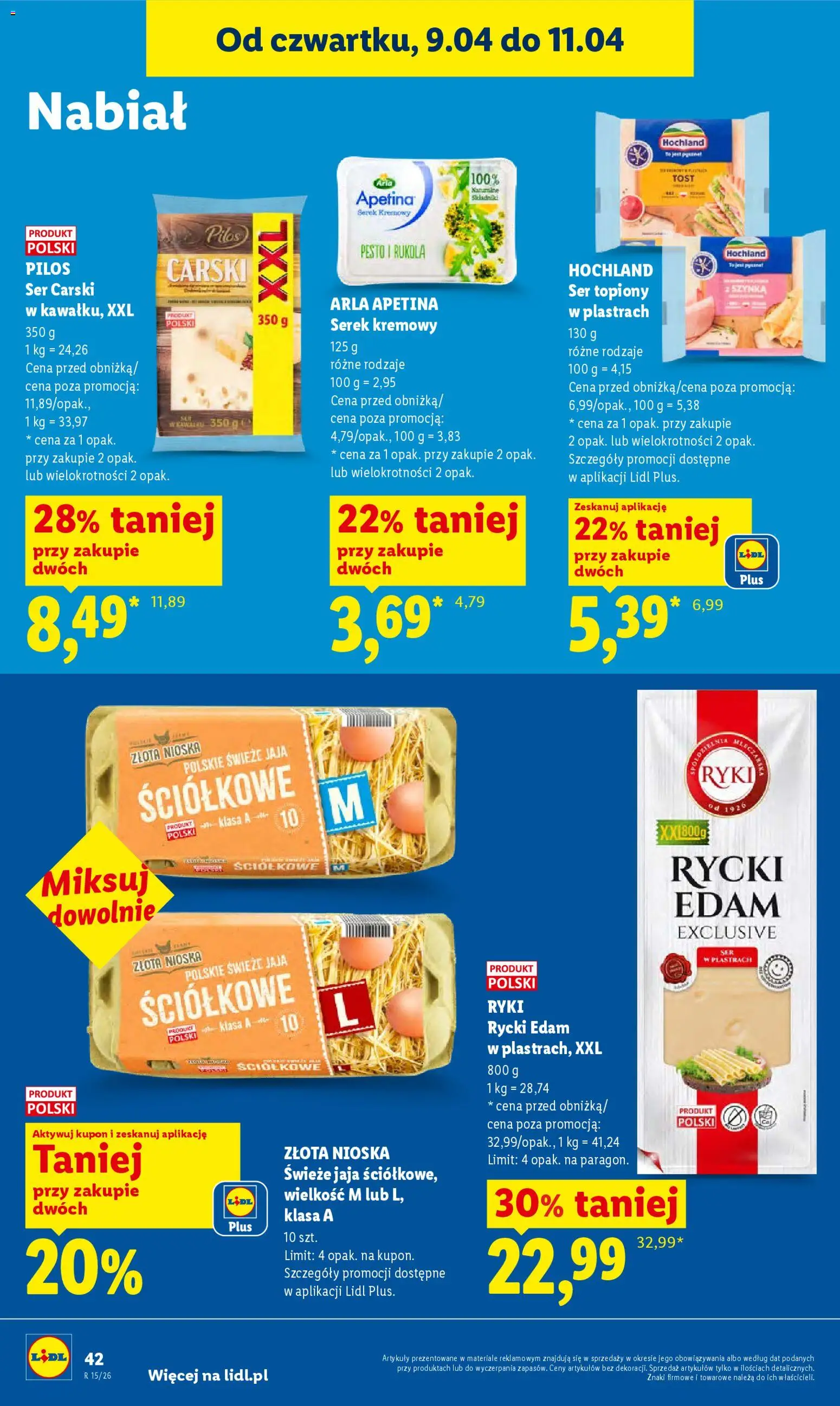 Lidl gazetka od 09.04.2026 | Strona: 40 | Produkty: Ser topiony w plastrach, Ser topiony, Serek, Rukola