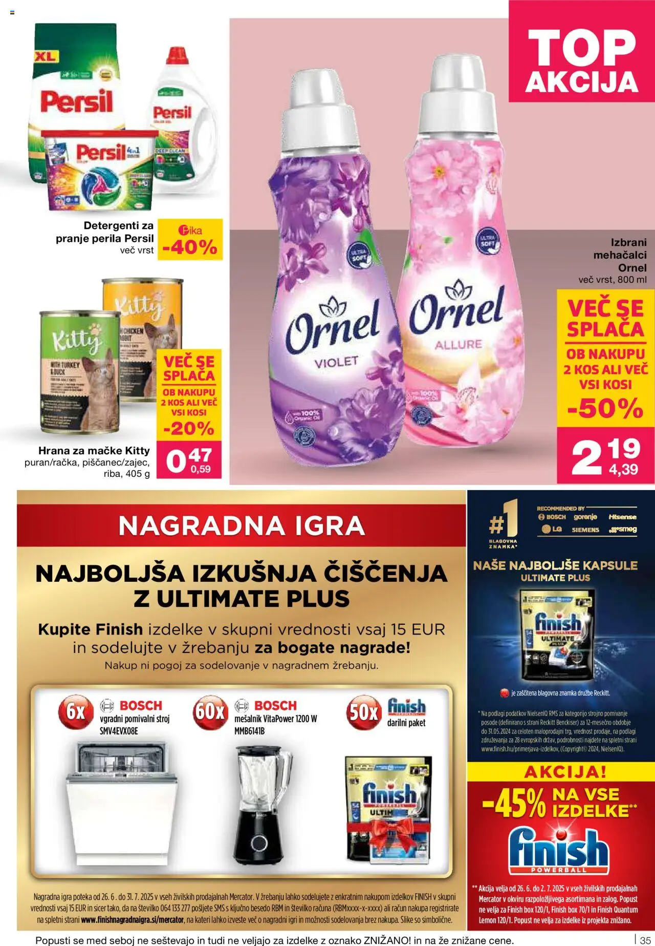 Mercator katalog │ velja od 26.06.2025 | Stran: 35 | Izdelki: Mesalnik, Hrana za mačke, Kos, Vgradni pomivalni stroj