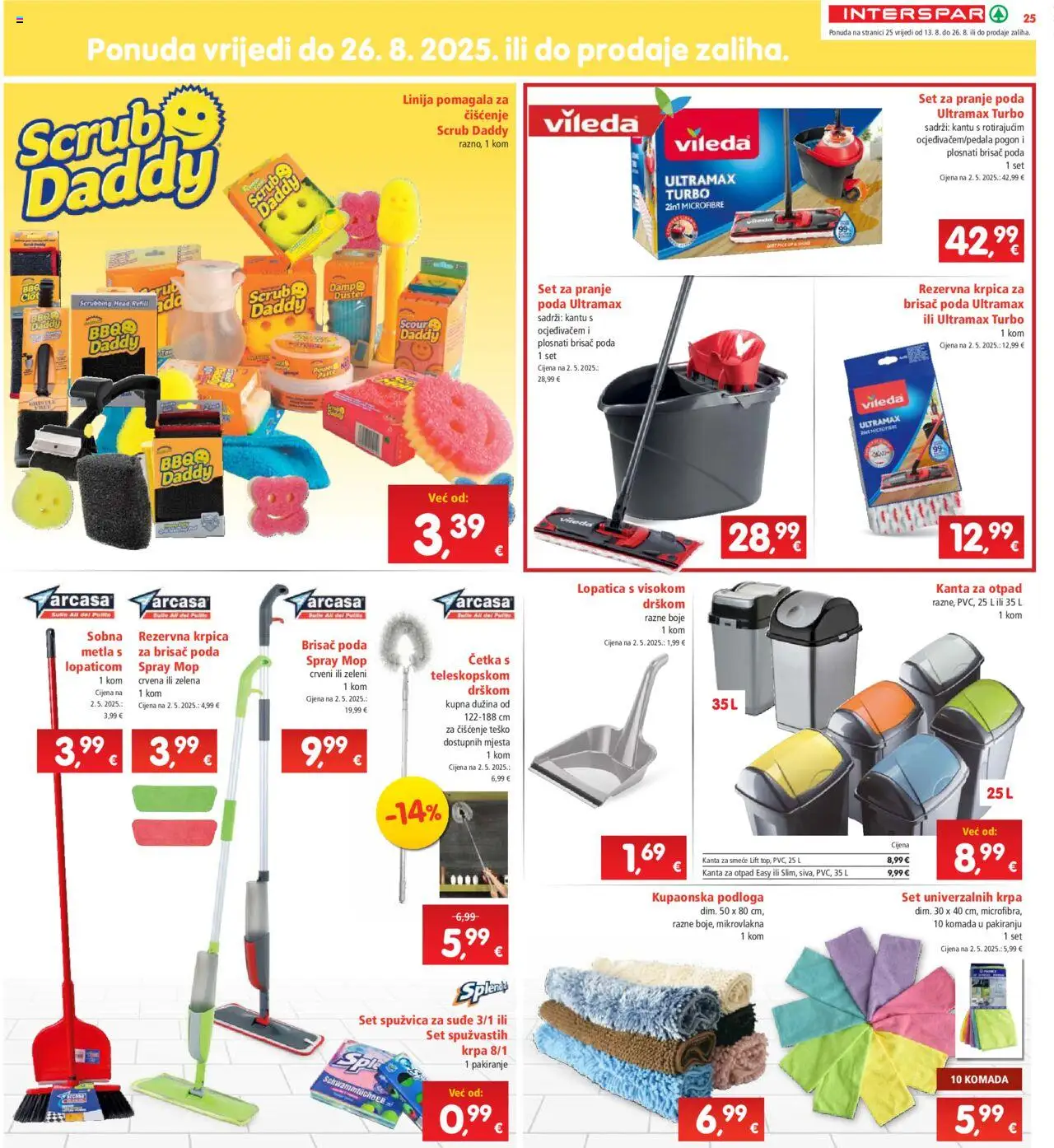 Interspar katalog | vrijedi od 13.08.2025 | Stranica: 25 | Proizvodi: Četka, Kanta za smeće, Lopatica, Vileda