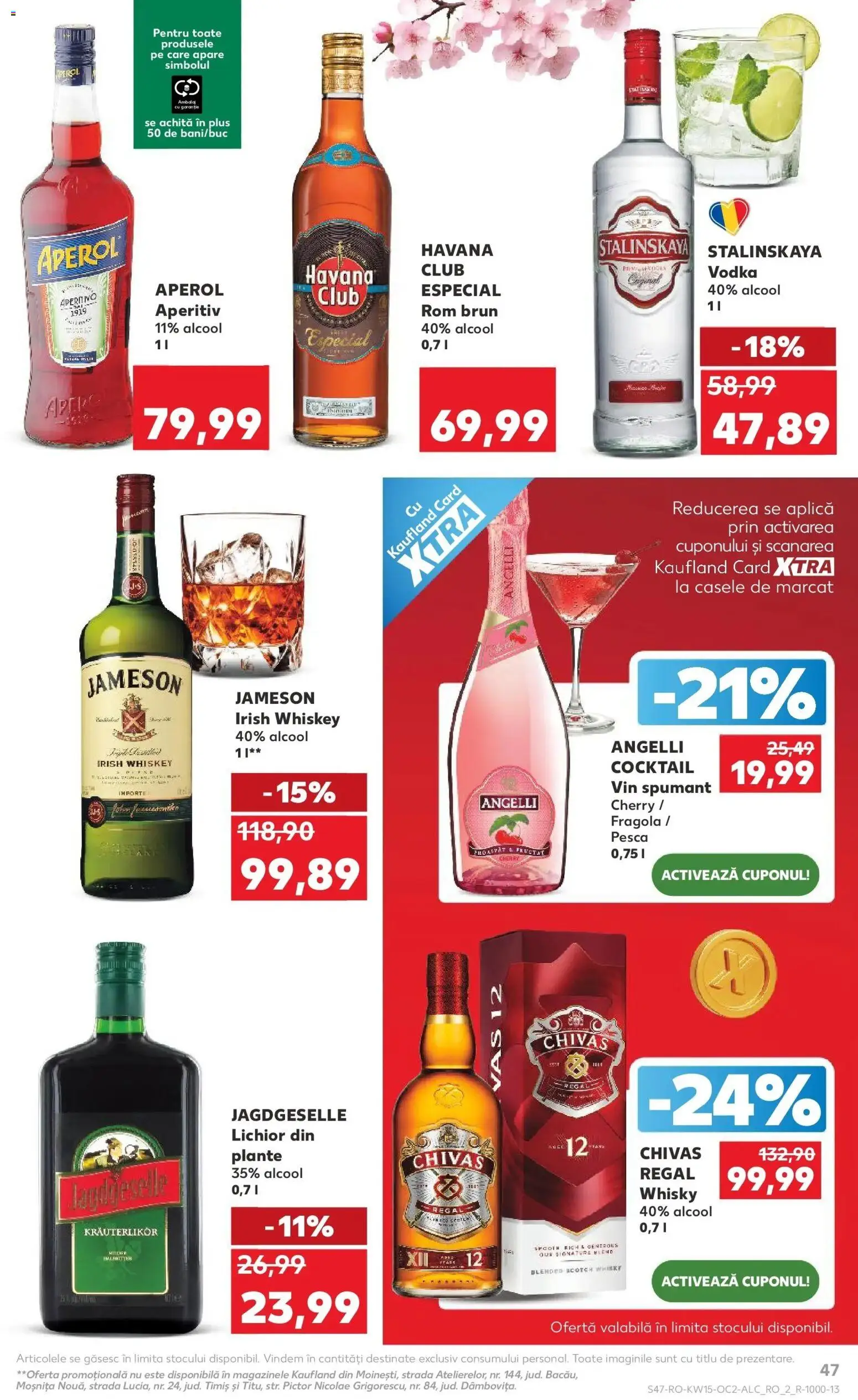 Noul catalog Kaufland – valabil de la 08.04.2026 | Pagină: 47 | Produse: Rom, Vodka, Whiskey, Aperol