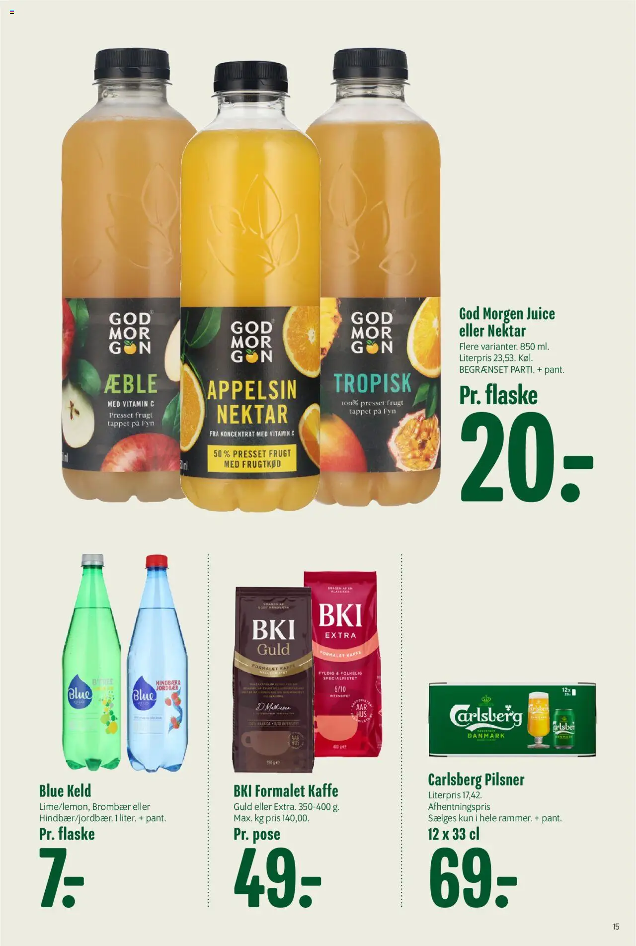Min Købmand tilbudsavis – gyldig fra 05.09.2025 | Side: 15 | Produkter: Kaffe, Juice, Jordbær, Lime