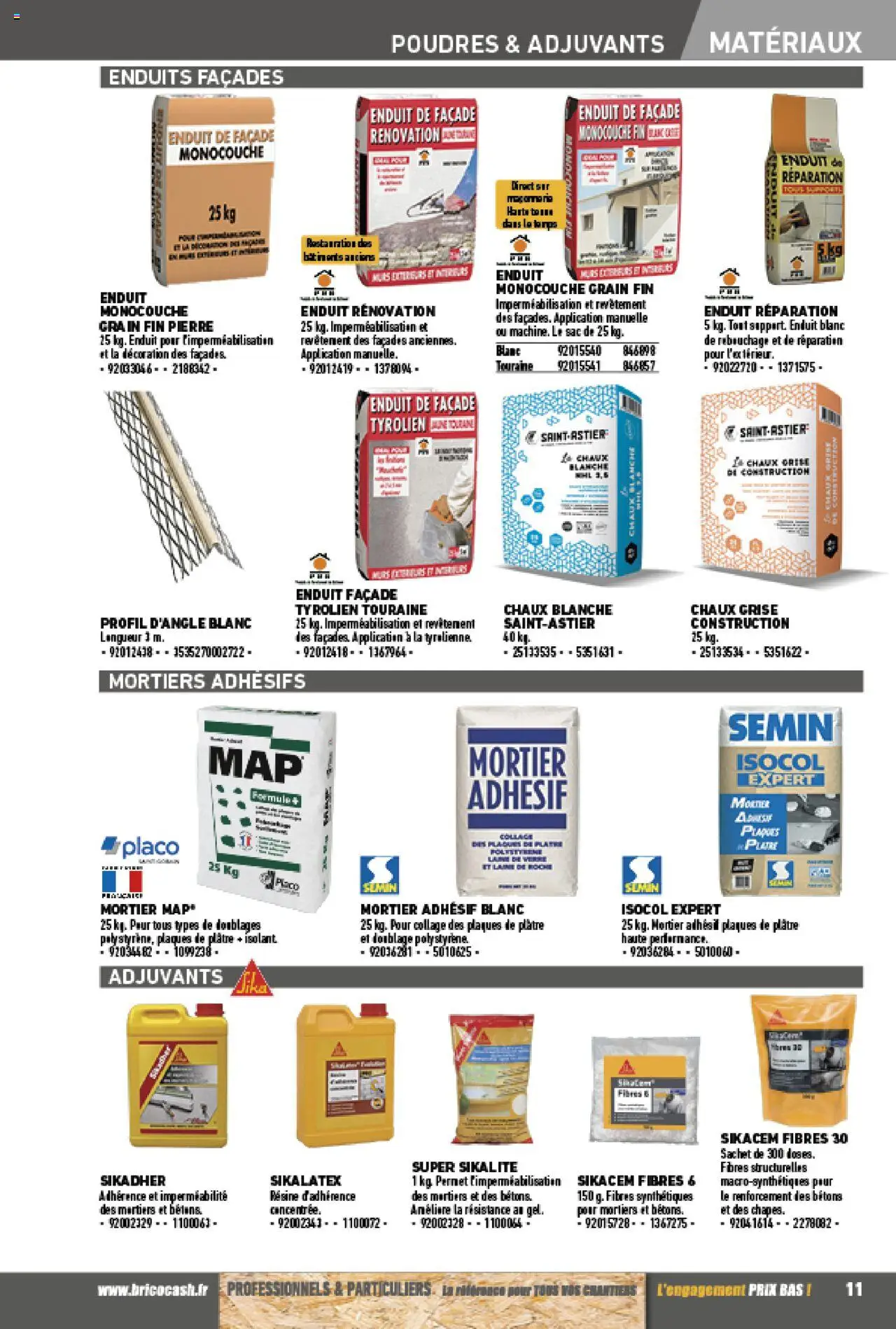 {H1} | Page: 11 | Produits: Sac, Mortier, Plâtre