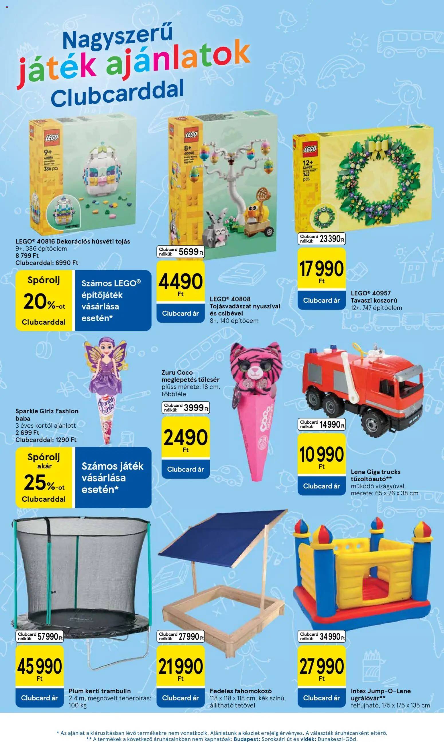 Tesco akciós ujság - amely érvényes a következő dátumtól: 12.03.2026 | Oldal: 13 | Termékek: Játék, Plüss, Tojás, Trambulin