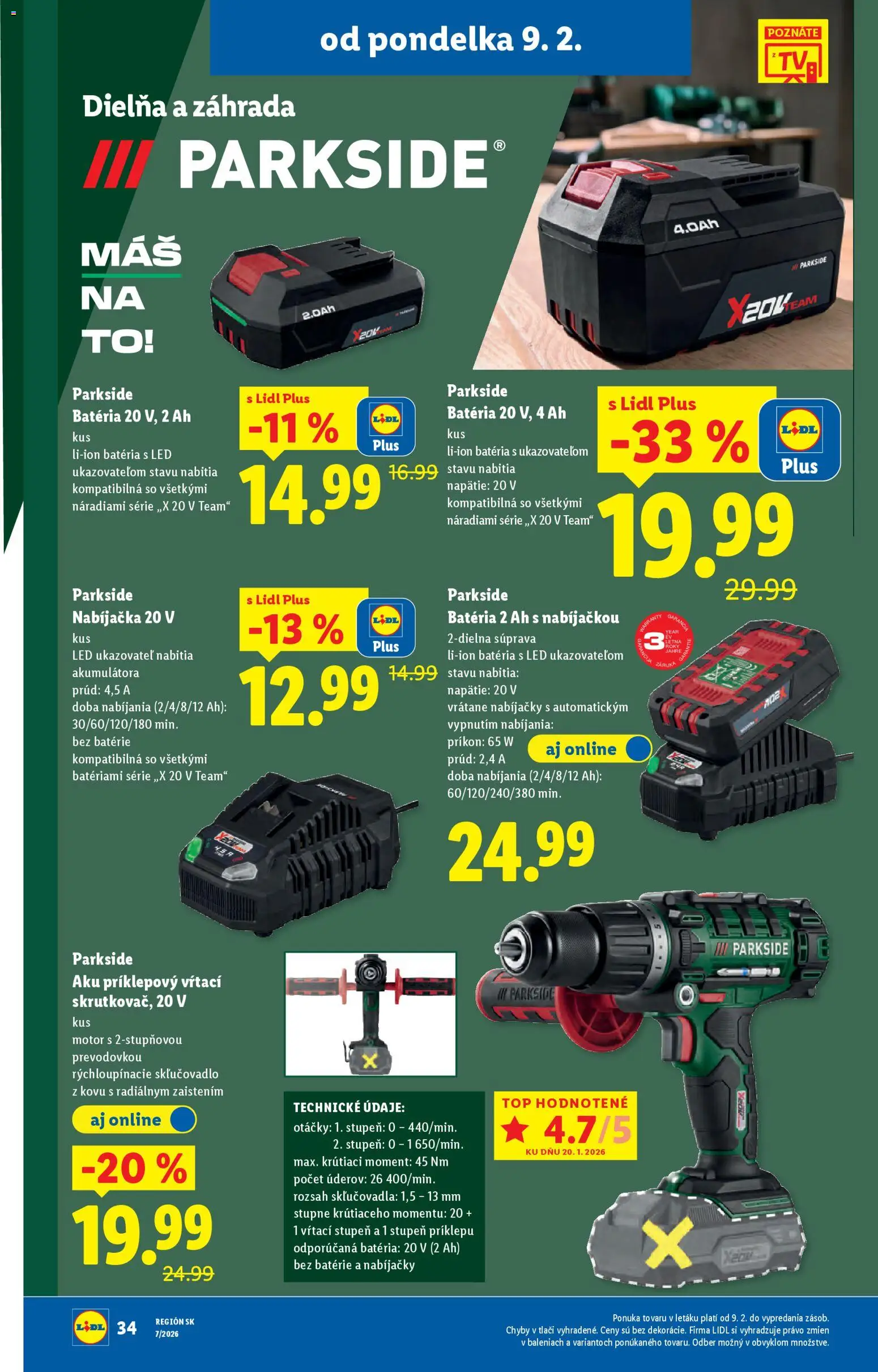 Nové Lidl akcie – leták je platný od 12.02.2026 | Strana: 90 | Produkty: Nabíjačka, Aku, Parkside, Parkside aku