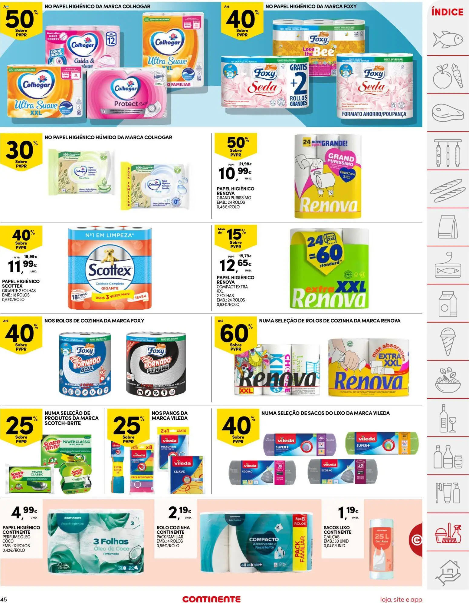 Continente folheto │ válido de 24.02.2026 | Página: 45 | Produtos: Papel higiénico, Perfume, Panos de limpeza, Óleo