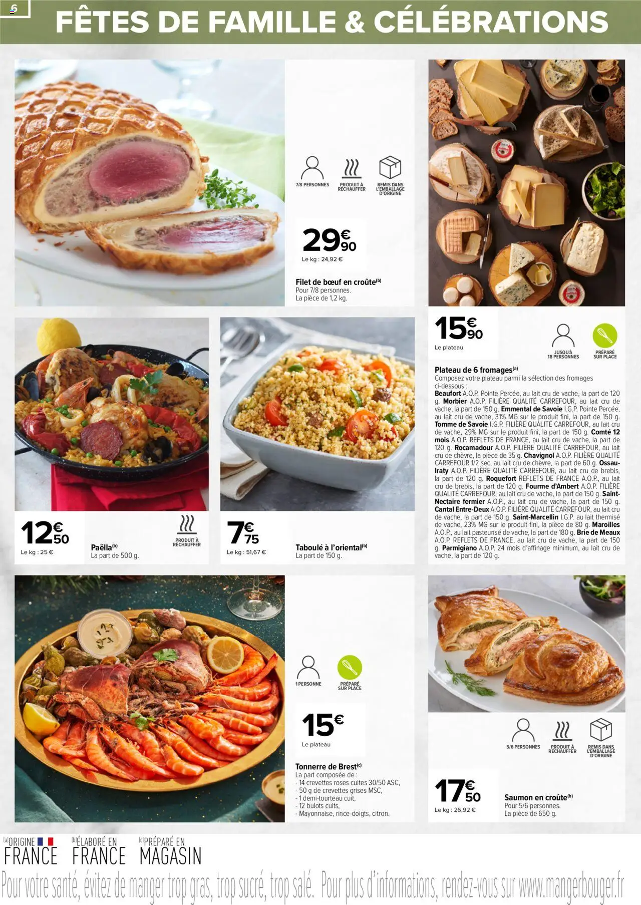  | Page: 6 | Produits: Plateau, Emmental, Crevettes, Lait