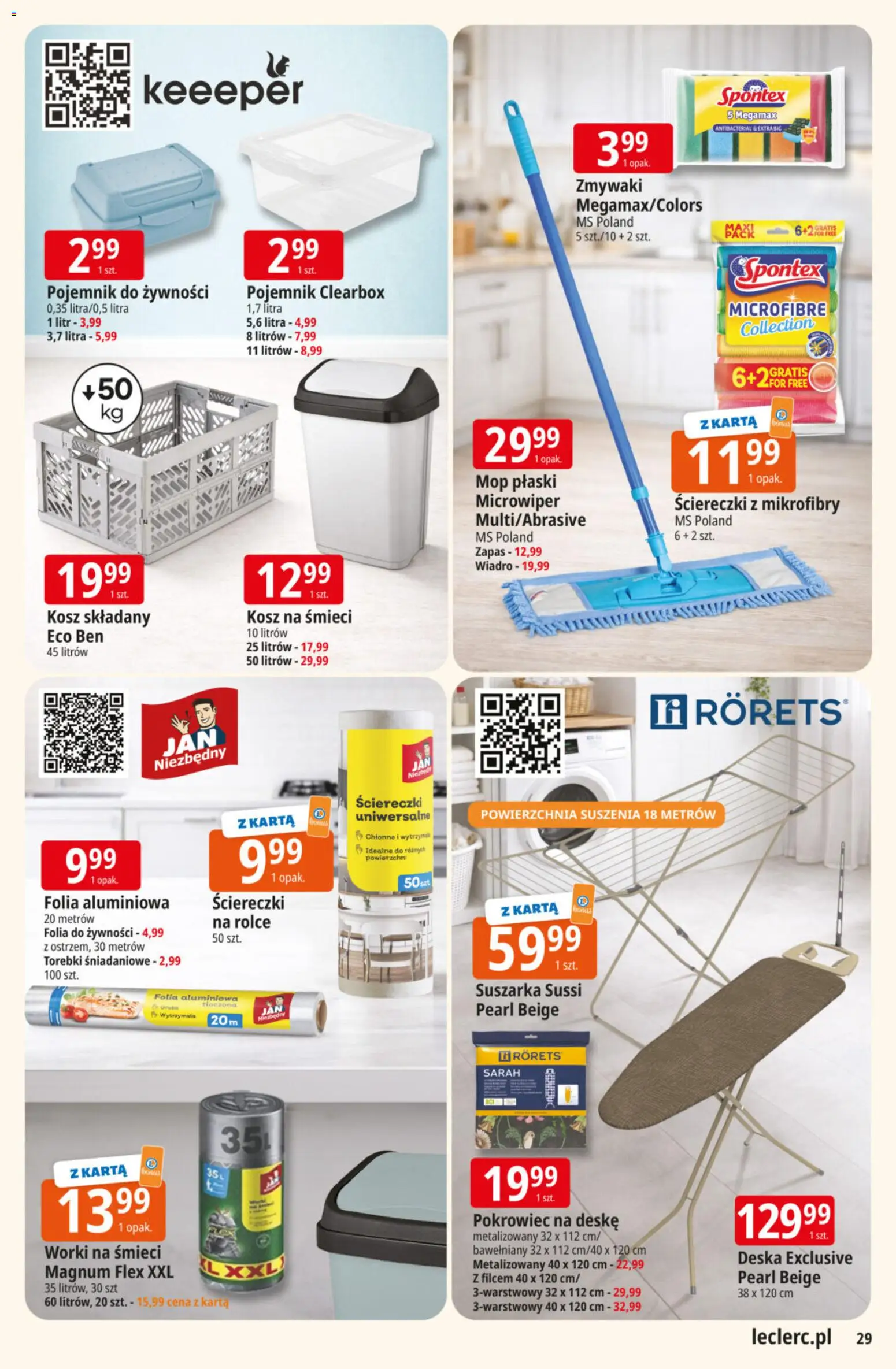 E.Leclerc Gazetka od 24.02.2026 | Strona: 29 | Produkty: Karta, Suszarka, Kosz, Torebki
