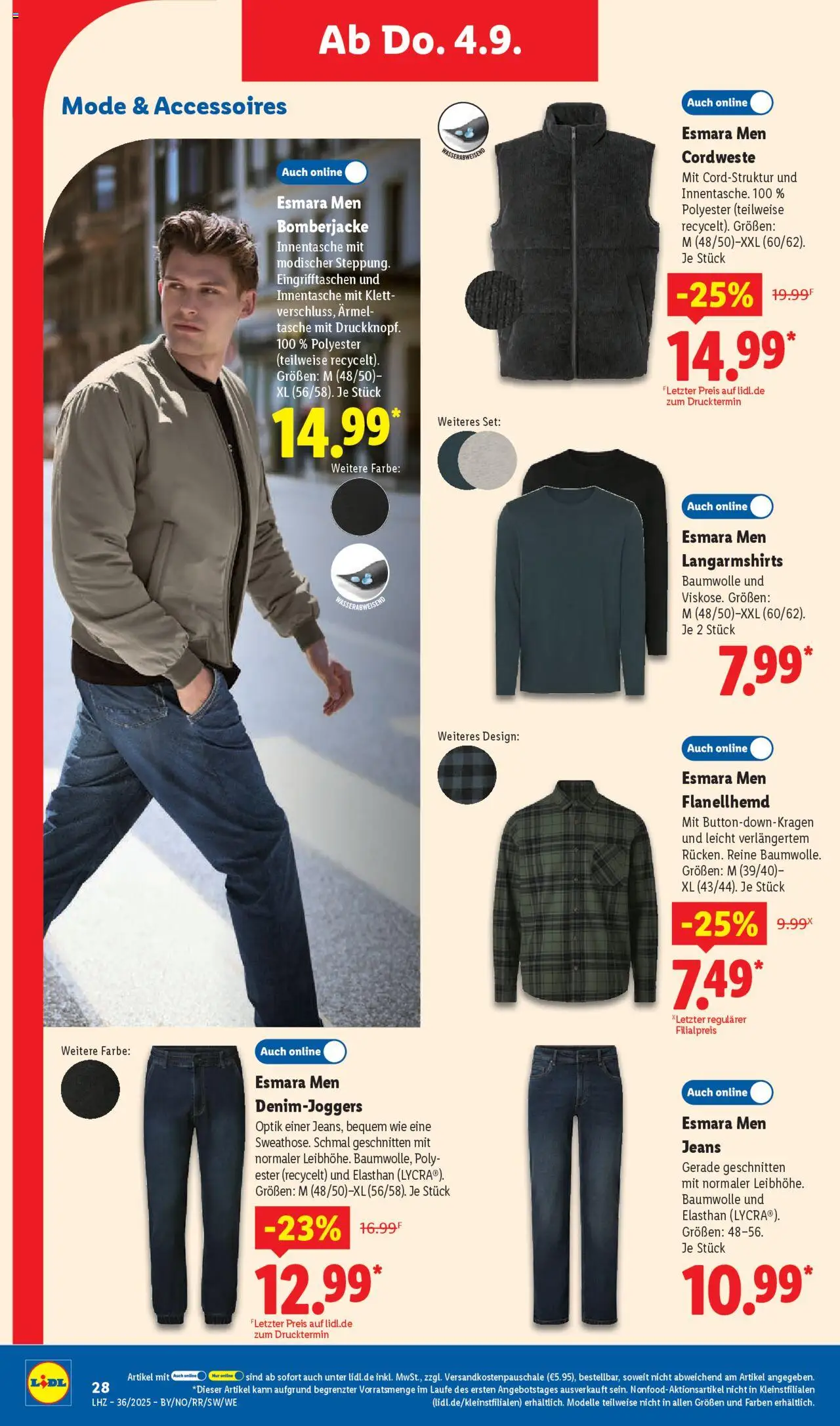 Lidl Prospekt Lüchow	 - gültig ab dem 01.09.2025 | Seite: 42 | Produkte: Tasche, Bomberjacke, Jeans
