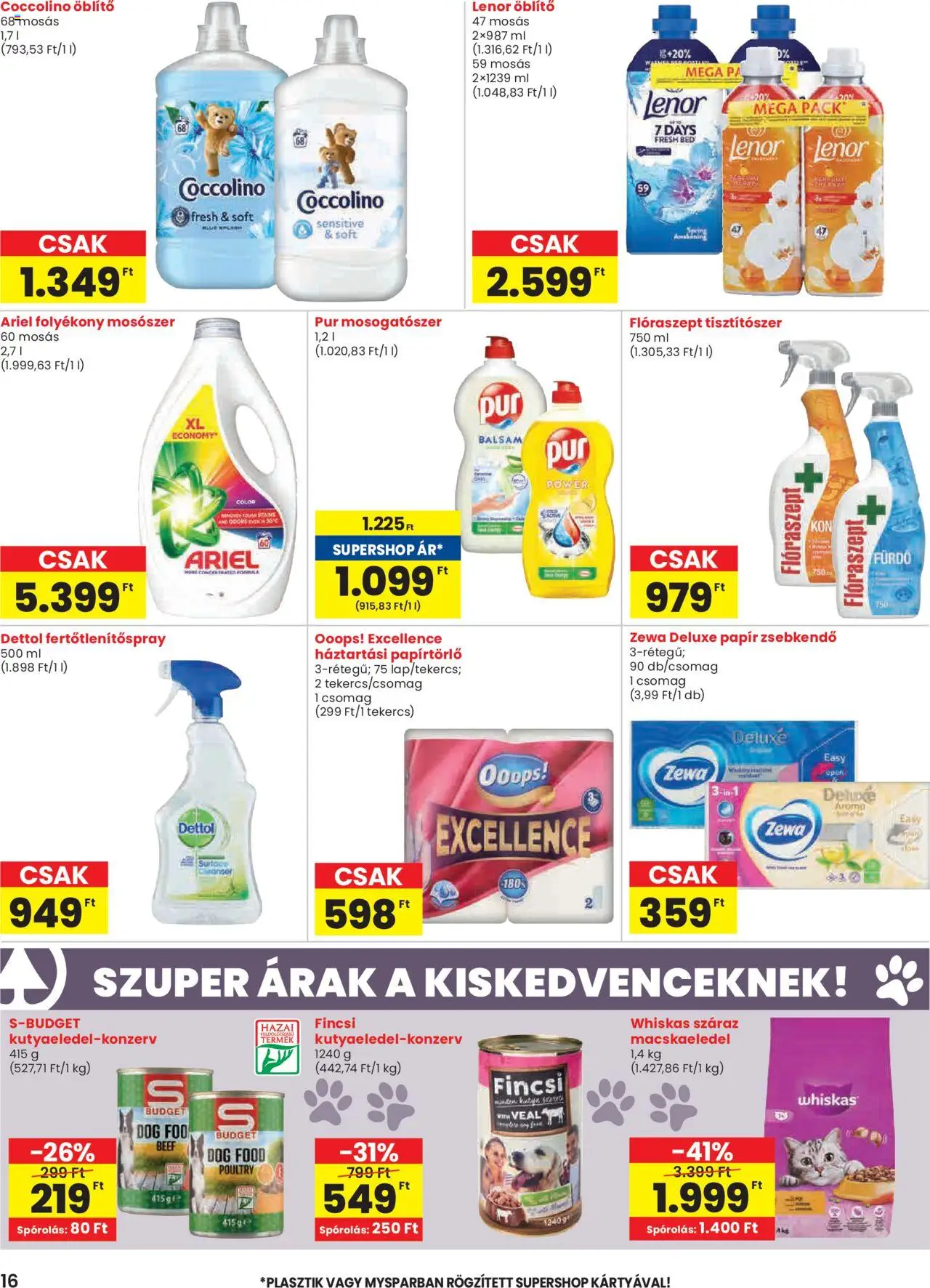 Spar akciós ujság - amely érvényes a következő dátumtól: 09.10.2025 | Oldal: 16 | Termékek: Coccolino, Whiskas, Mosószer, Mosogatószer