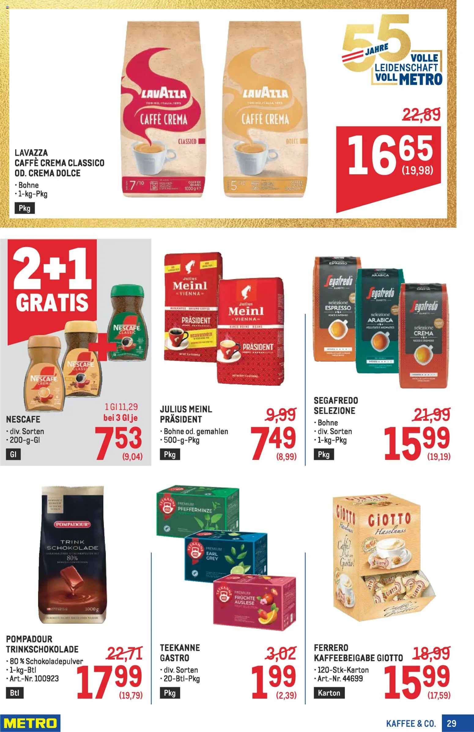 Metro angebote Profi gültig ab 16.04.2026 | Seite: 29 | Produkte: Kaffee, Schokolade