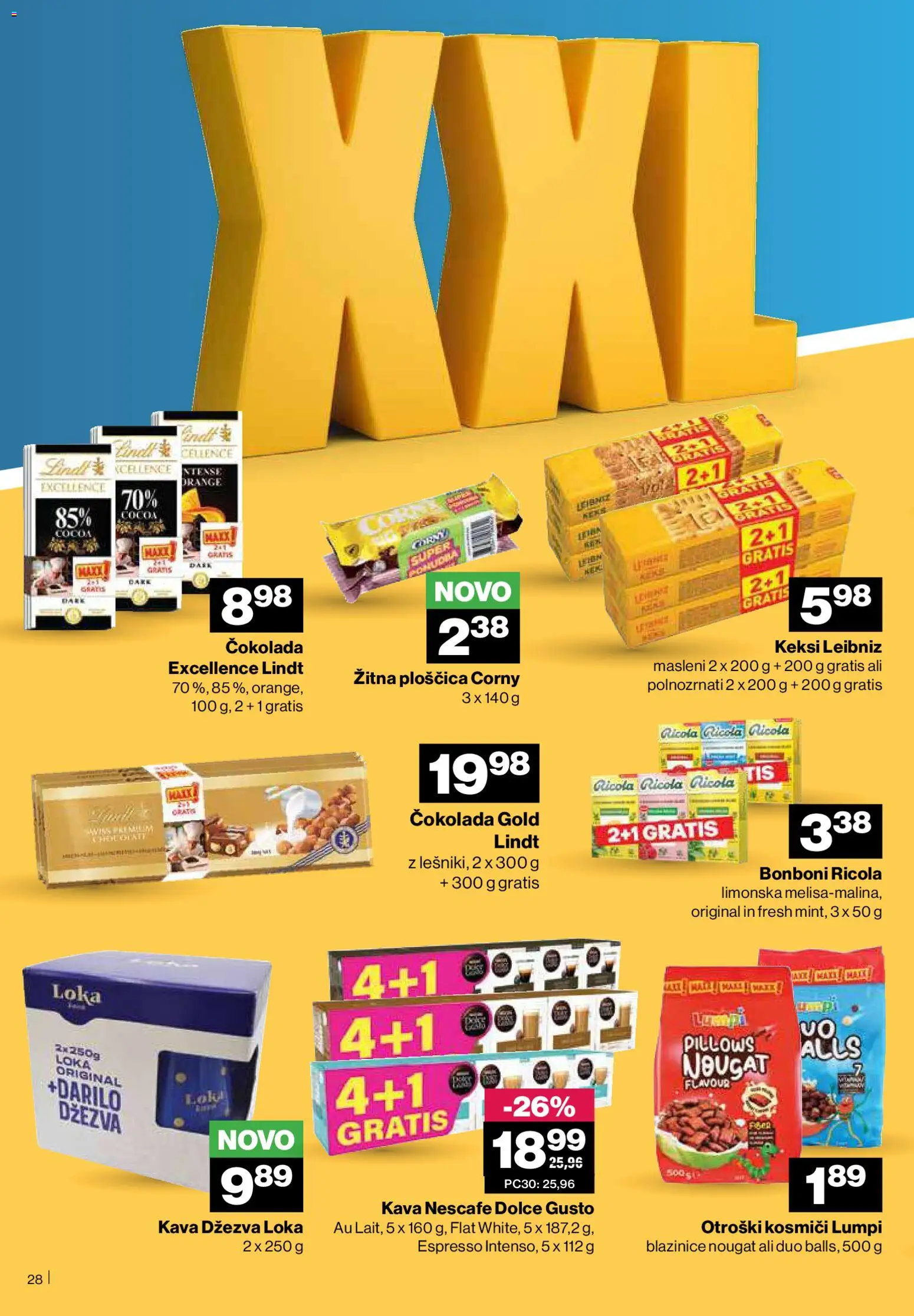 Novi Mercator katalog ponudbe – veljaven od 23.10.2025 | Stran: 28 | Izdelki: Keksi, Bonboni, Kava, Cokolada