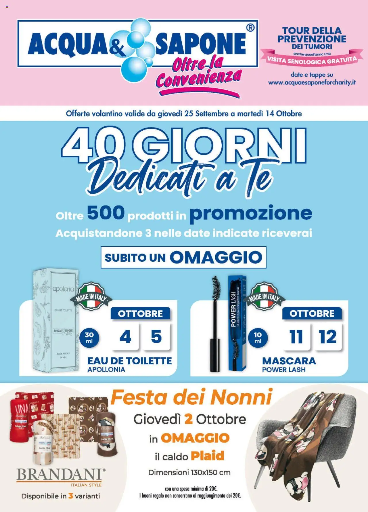 Volantino Acqua e Sapone del 25.09.2025 | Pagina: 1 | Prodotti: Mascara, Plaid, Sapone, Tè