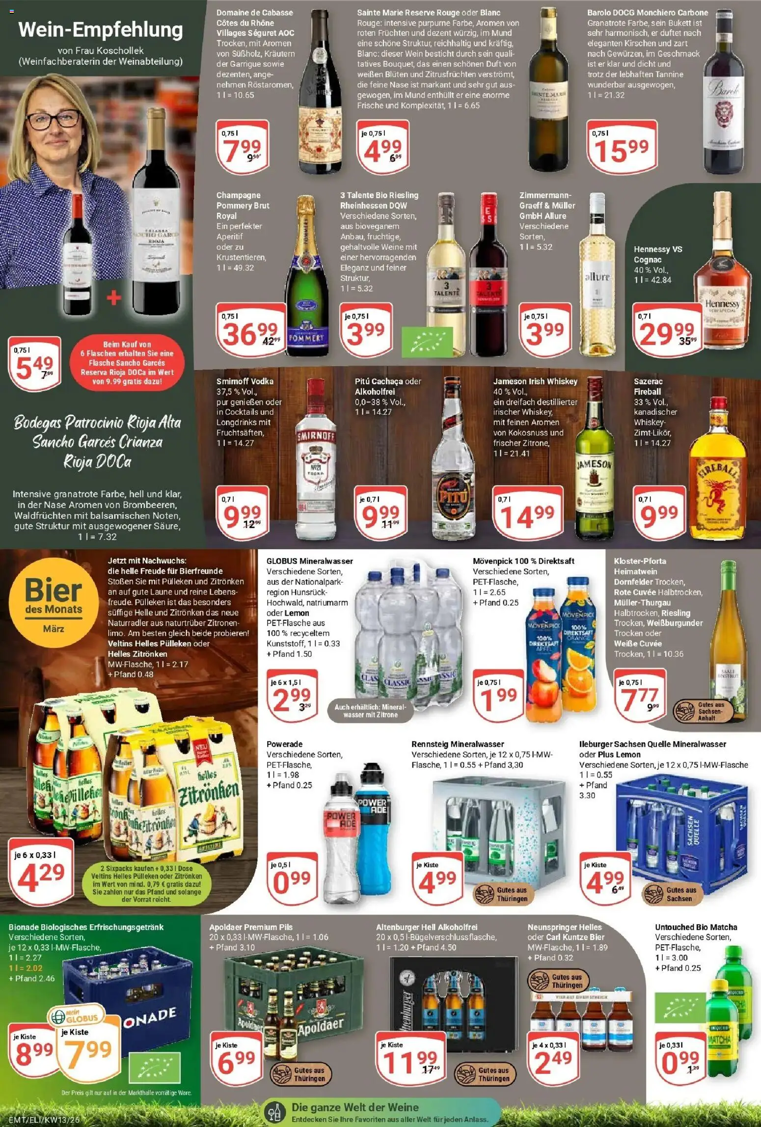 Globus prospekt Mittelhausen	 – gültig ab 23.03.2026 | Seite: 17 | Produkte: Bier, Äpfel, Bionade, Zitronen
