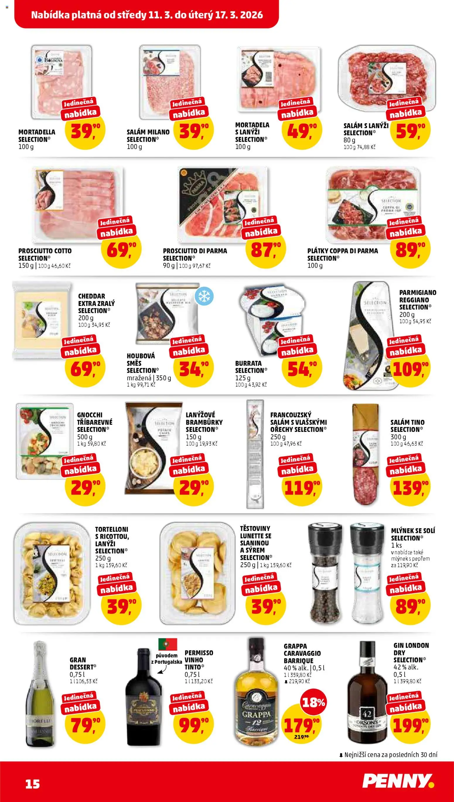 Penny Market leták od 11.03.2026 | Strana: 15 | Produkty: Salám, Bramburky, Gin, Cotto