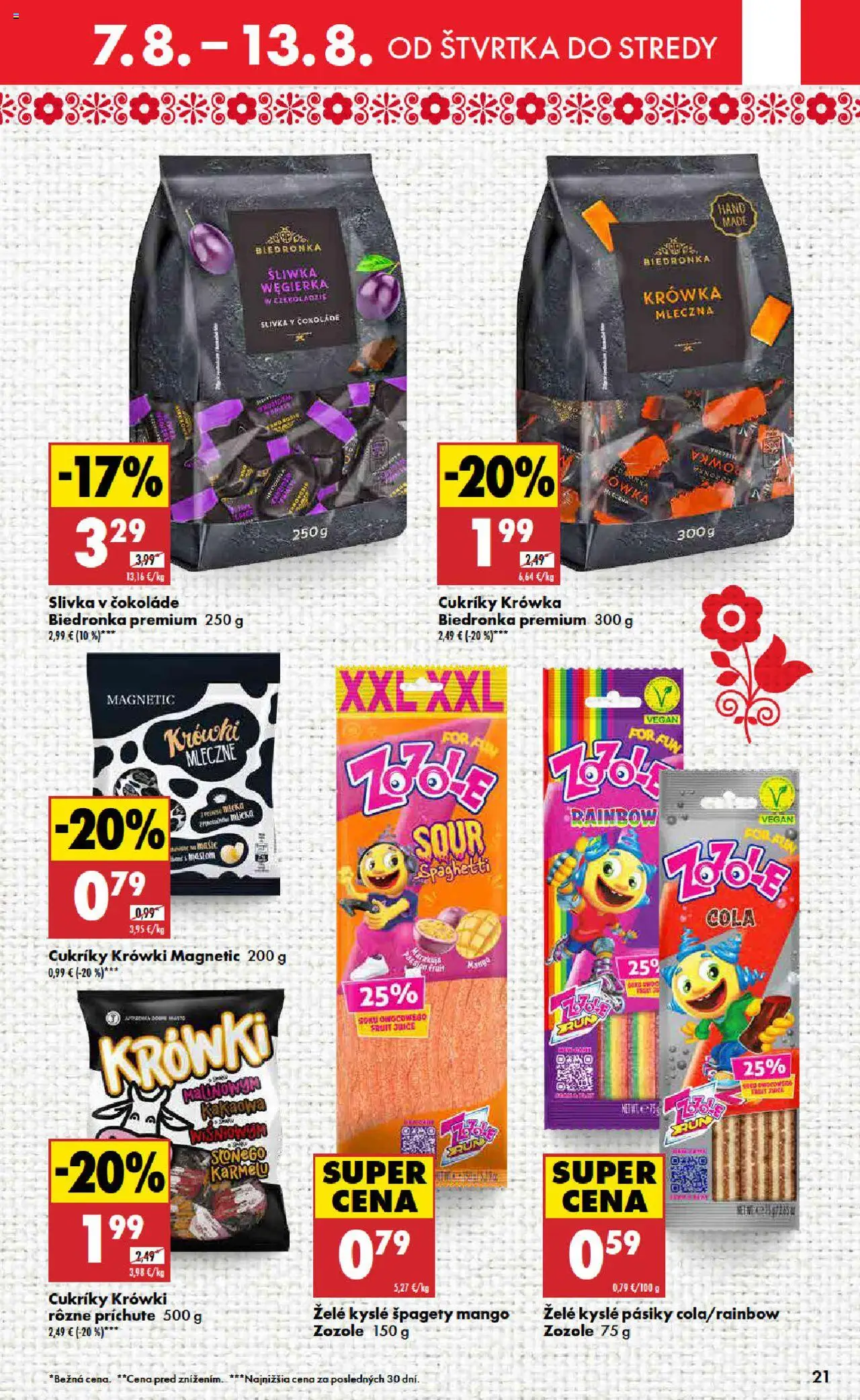 Biedronka leták │ platný od 07.08.2025 | Strana: 21 | Produkty: Cukríky, Mango, Cola, Špagety