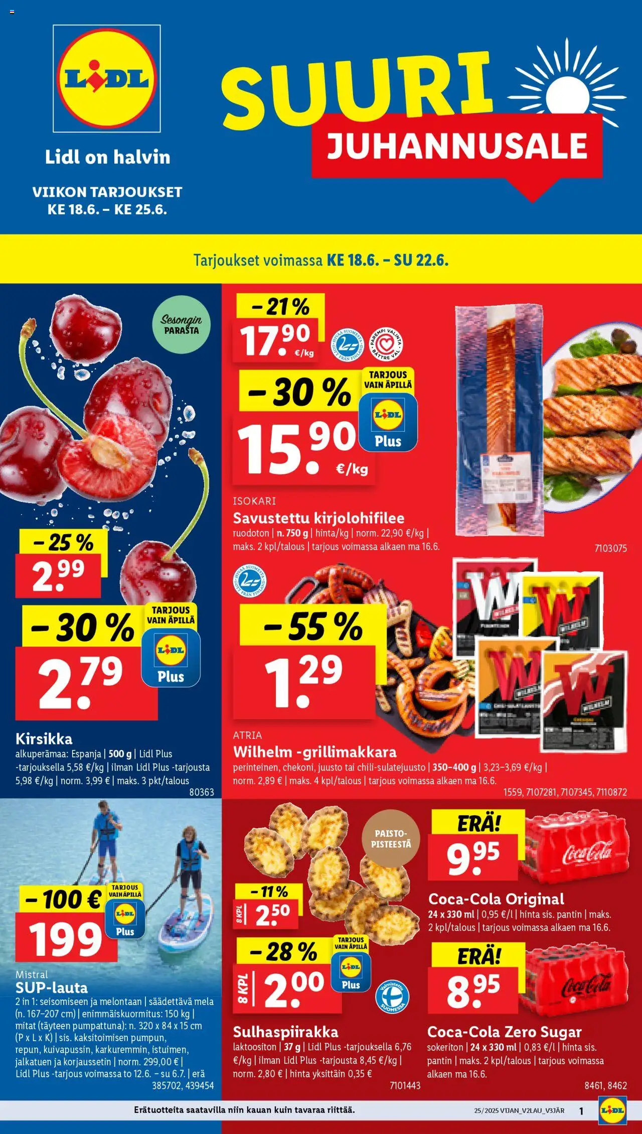  | Sivu: 1 | Tuotteet: Coca cola, Juusto, SUP-lauta, Grillimakkara