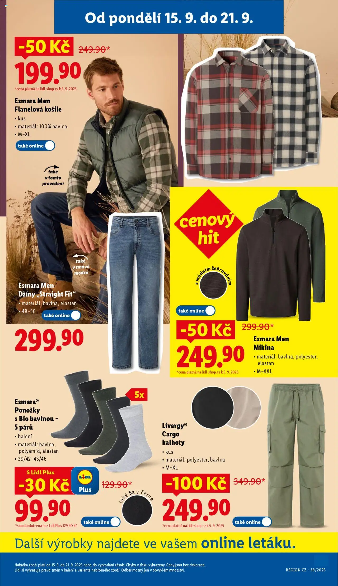 Lidl - Leták - Spotřební zboží od 15.09.2025 | Strana: 5 | Produkty: Mikina, Kalhoty, Džíny, Flanelová košile
