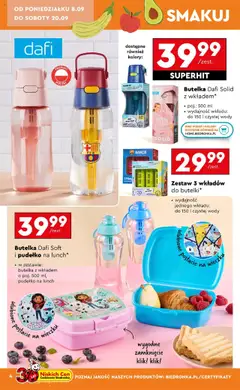 Butelka Dafi Soft i pudełko na lunch*, Butelka Dafi Soft i pudełko na lunch, w zestawie: butelka z wkładem o poj. 500 ml, pudełko na lunch od 11.09.2025 | Strona: 6 | Produkty: Butelka dafi, Pudełko
