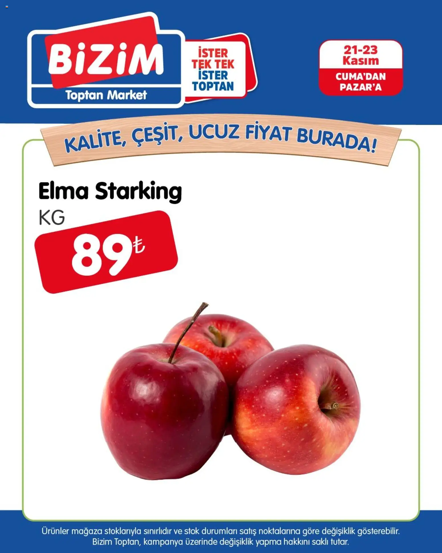 Bizim Toptan Meyve Sebze - 21.11.2025 tarihinden itibaren geçerlidir | Sayfa: 6 | Ürünler: Elma
