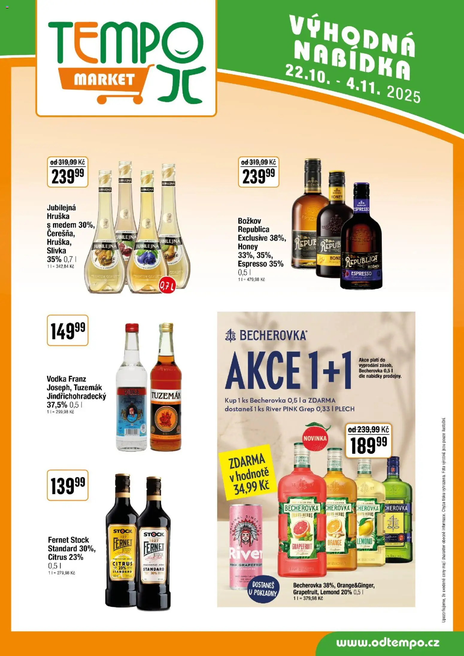 Tempo leták od 22.10.2025 | Strana: 9 | Produkty: Grep, Republica, Becherovka, Tuzemák