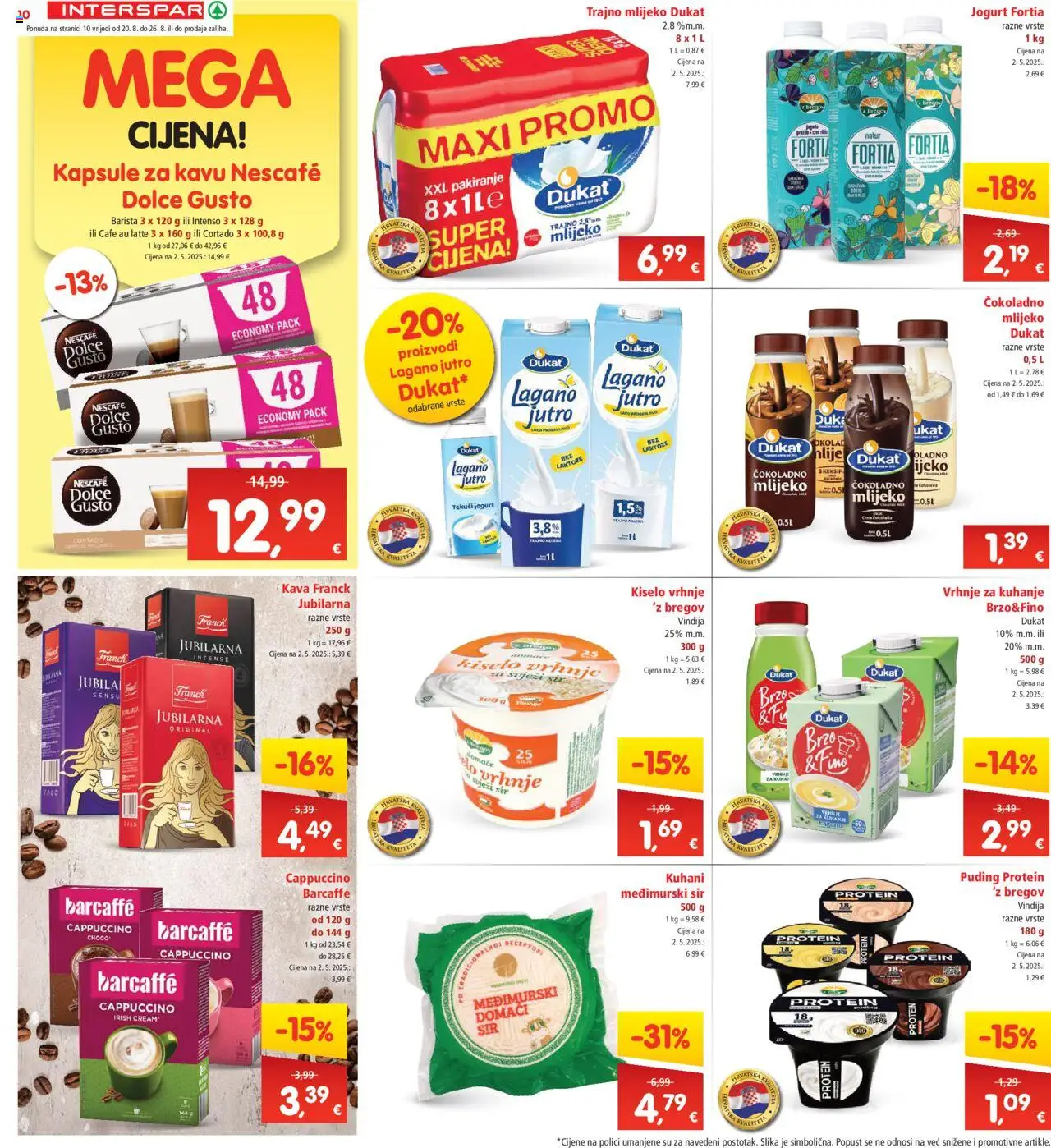 Interspar katalog | vrijedi od 20.08.2025 | Stranica: 10 | Proizvodi: Dolce Gusto, Sir, Kiselo vrhnje, Kapsule za kavu