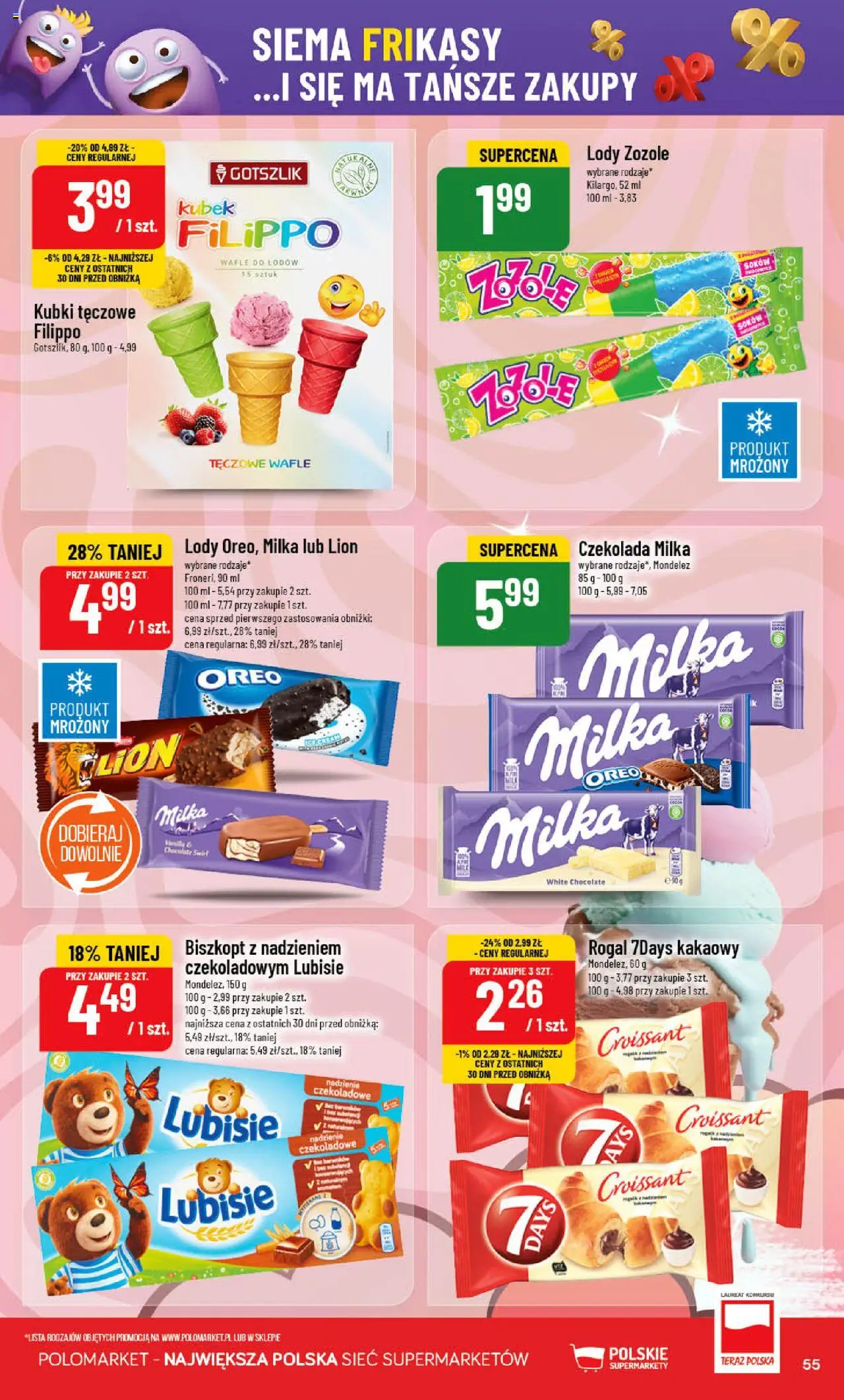 POLOmarket Gazetka od 28.05.2025 | Strona: 55 | Produkty: Wafle, Czekolada milka, Milka, Lody