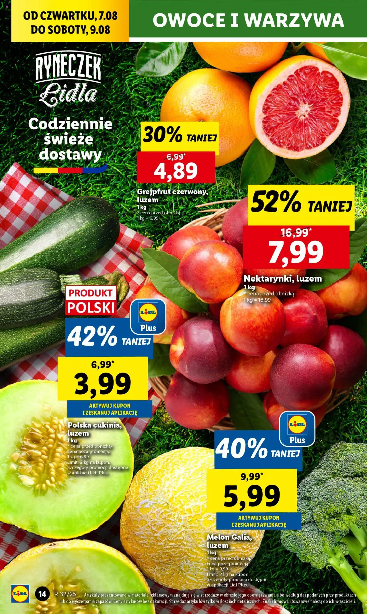 Lidl Gazetka od 07.08.2025 | Strona: 18 | Produkty: Melon, Grejpfrut, Warzywa, Owoce