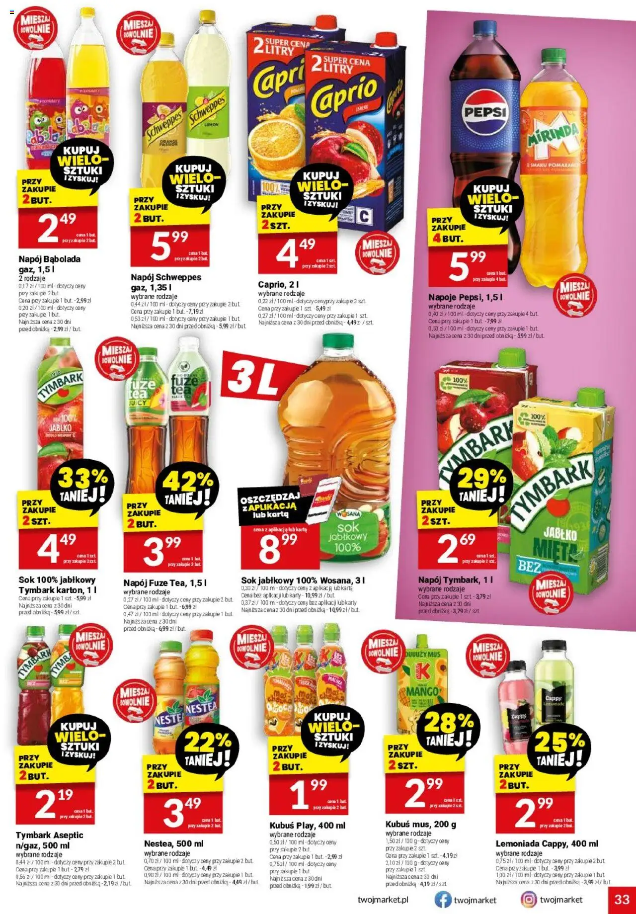 Twój Market Gazetka od 27.08.2025 | Strona: 33 | Produkty: Mango, Sok jabłkowy, Napoje, Sok