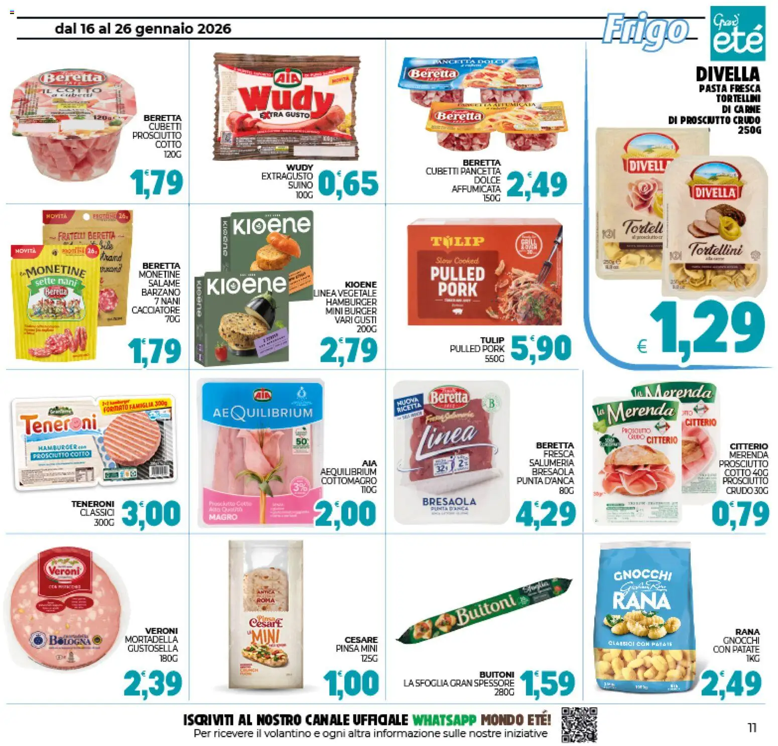 Volantino Eté del 16.01.2026 | Pagina: 11 | Prodotti: Bresaola, Pancetta, Suino, Pasta