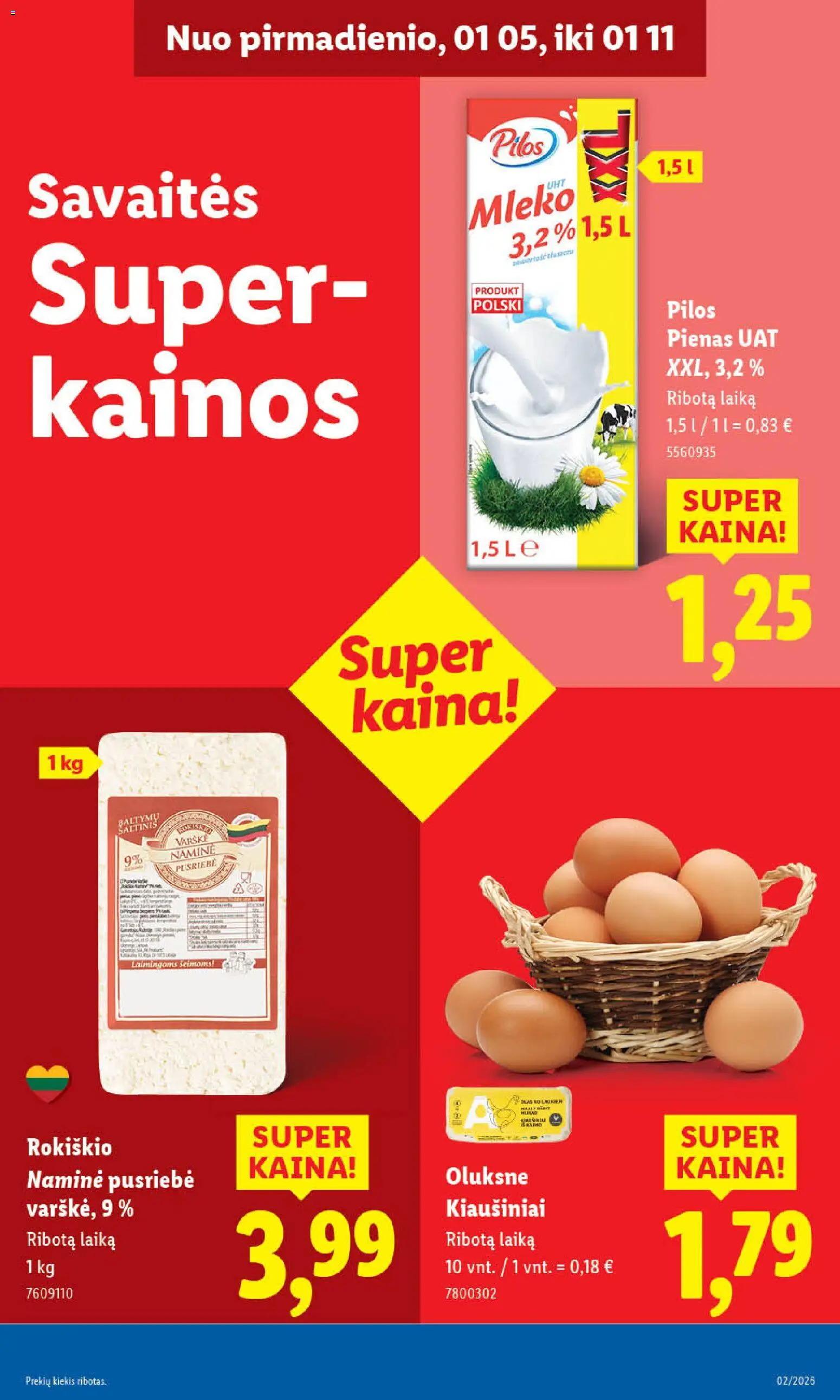 LIDL akcijos nuo 05.01.2026 | Puslapis: 9 | Prekių: Pienas, Kiaušiniai, Varškė