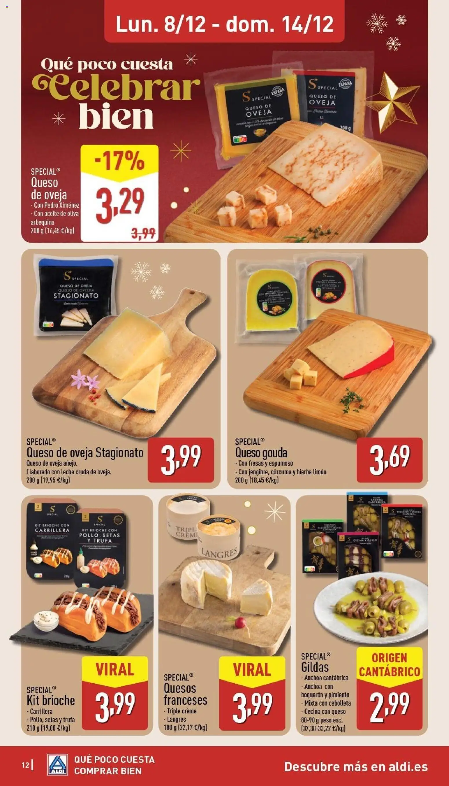 Aldi folleto Canarias │ válido desde el 08.12.2025 | Página: 12 | Productos: Queso, Aceite, Aceite de oliva, Queso Gouda