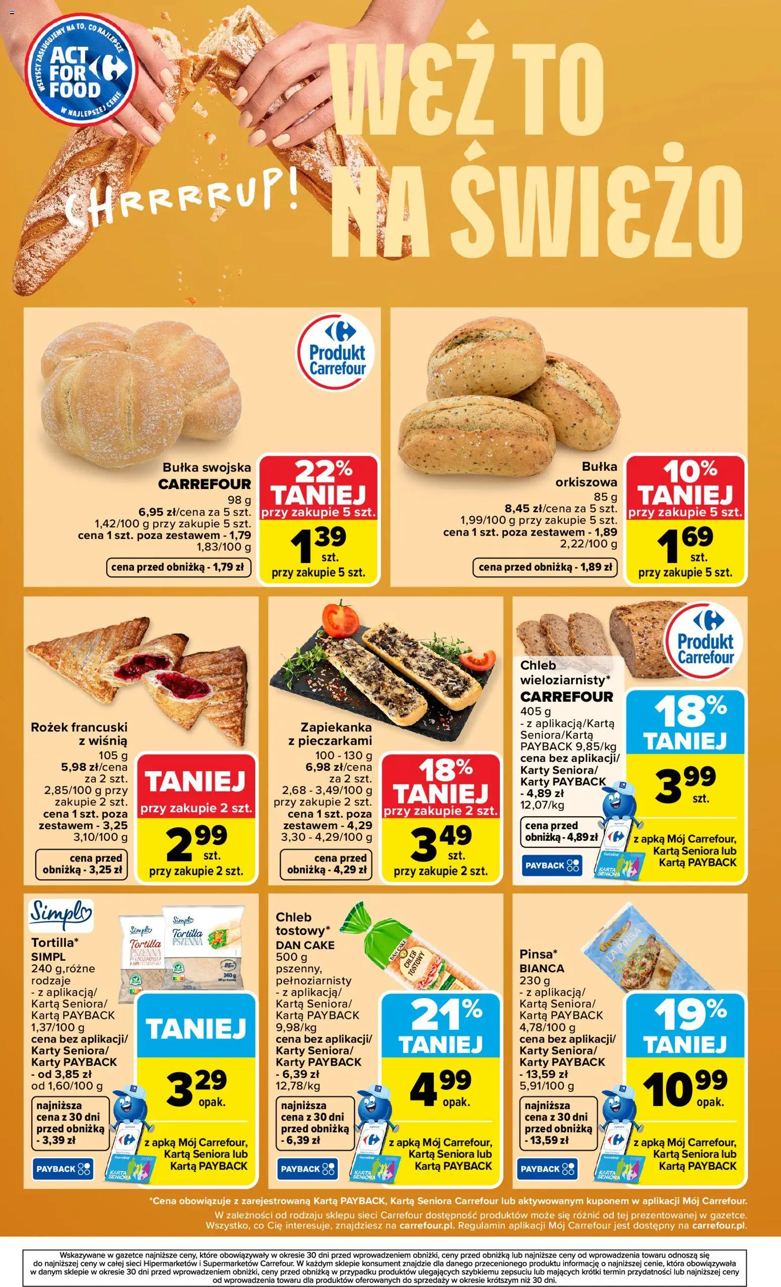 Carrefour gazetka - Weź to na świeżo od 07.04.2026 | Strona: 6 | Produkty: Karta, Tortilla, Chleb, Pinsa