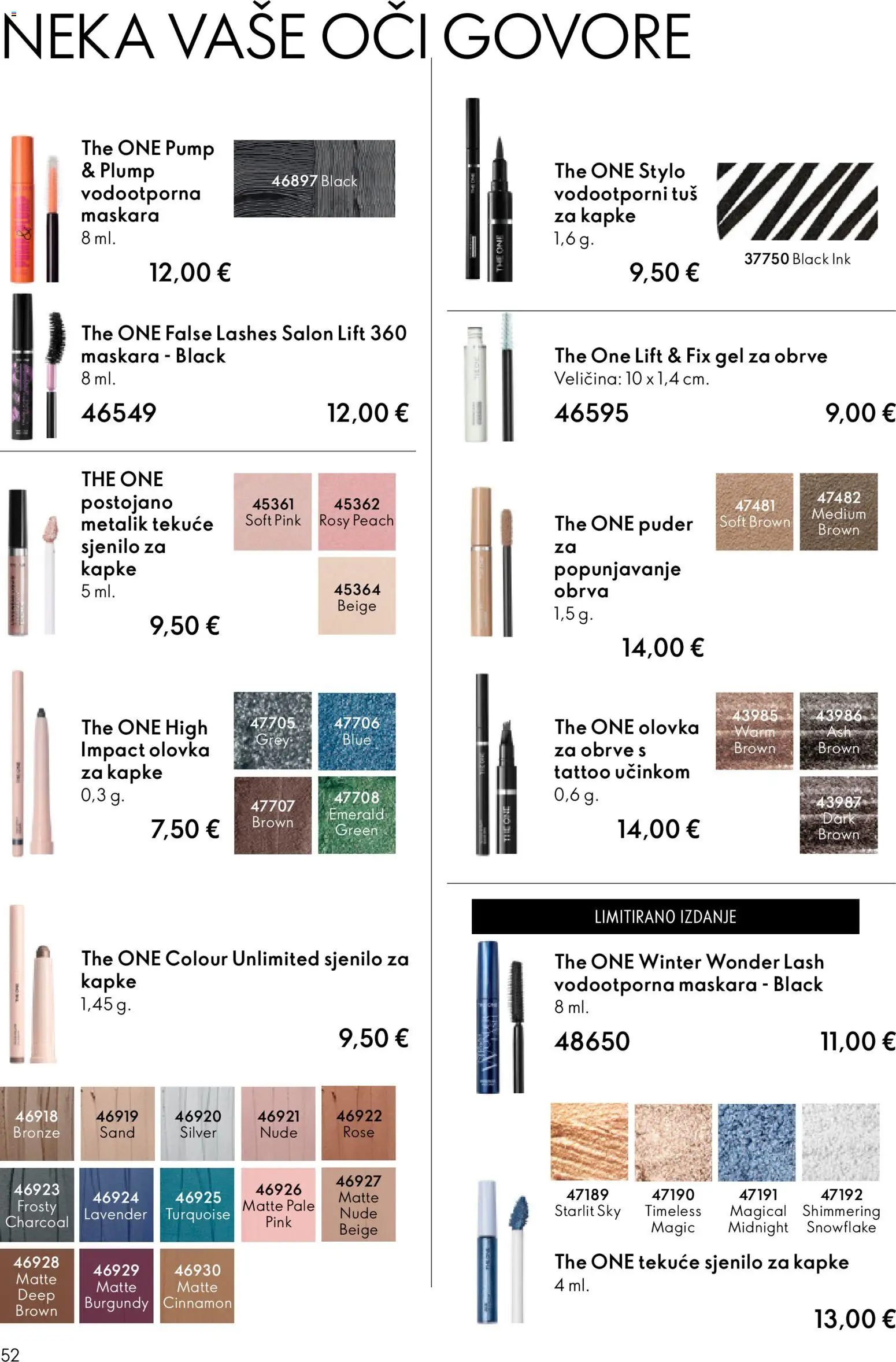 Oriflame katalog | vrijedi od 18.02.2026 | Stranica: 52 | Proizvodi: Tuš, Puder, Gel za obrve, Maskara