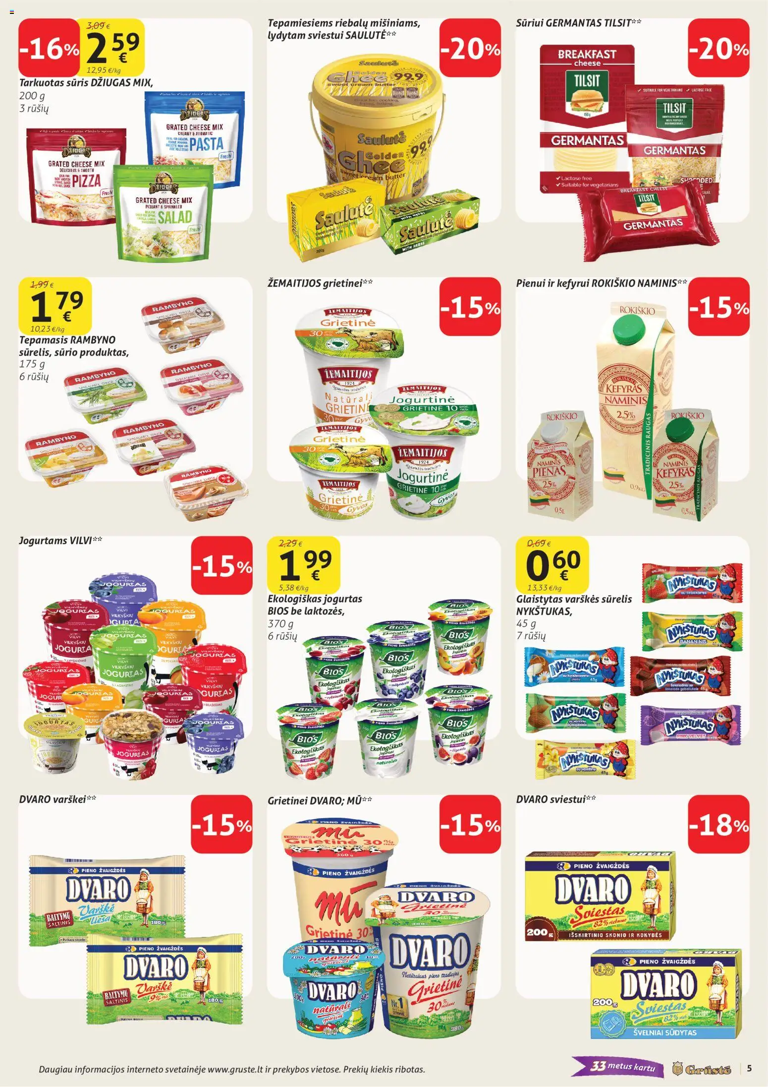 GRUSTE akcijos nuo 11.03.2026 | Puslapis: 5 | Prekių: Sūrelis, Pienas, Kava, Grietinė