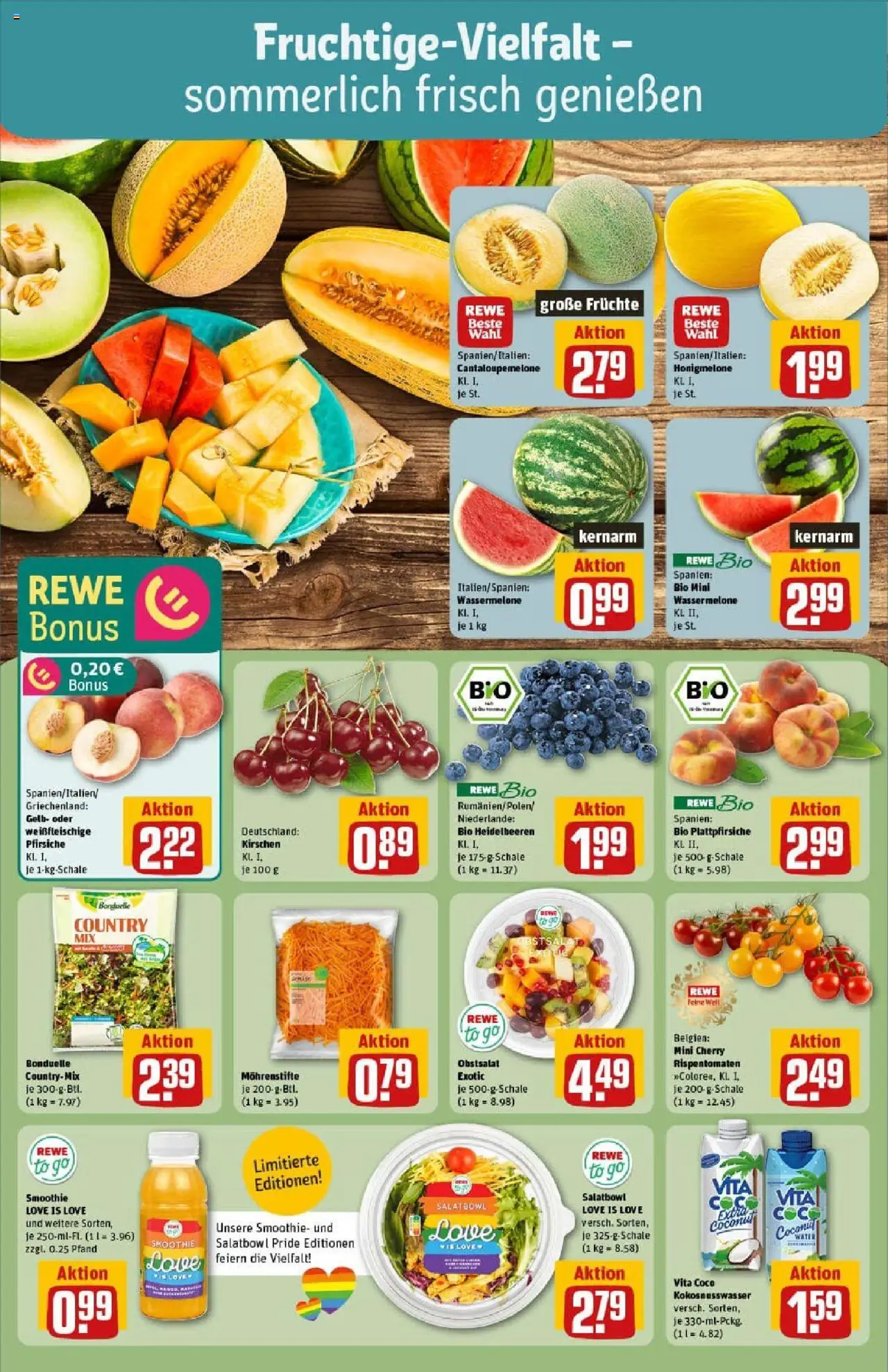 Rewe prospekt Mönchengladbach	 - gültig ab dem 29.06.2025 | Seite: 8 | Produkte: Kirschen, Heidelbeeren, Honigmelone, Wassermelone