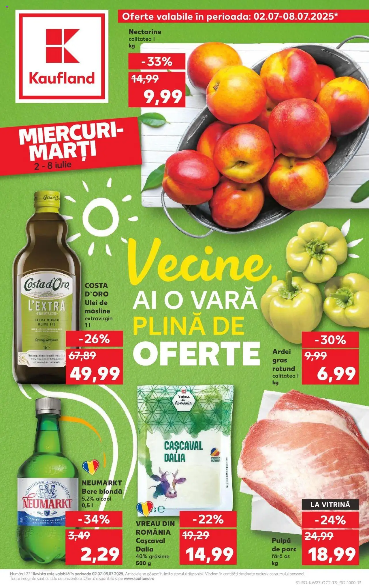 Catalog Kaufland - Bucureşti – valabil de la 02.07.2025 | Pagină: 1 | Produse: Temizlik kovası, Cașcaval, Ardei, Bere
