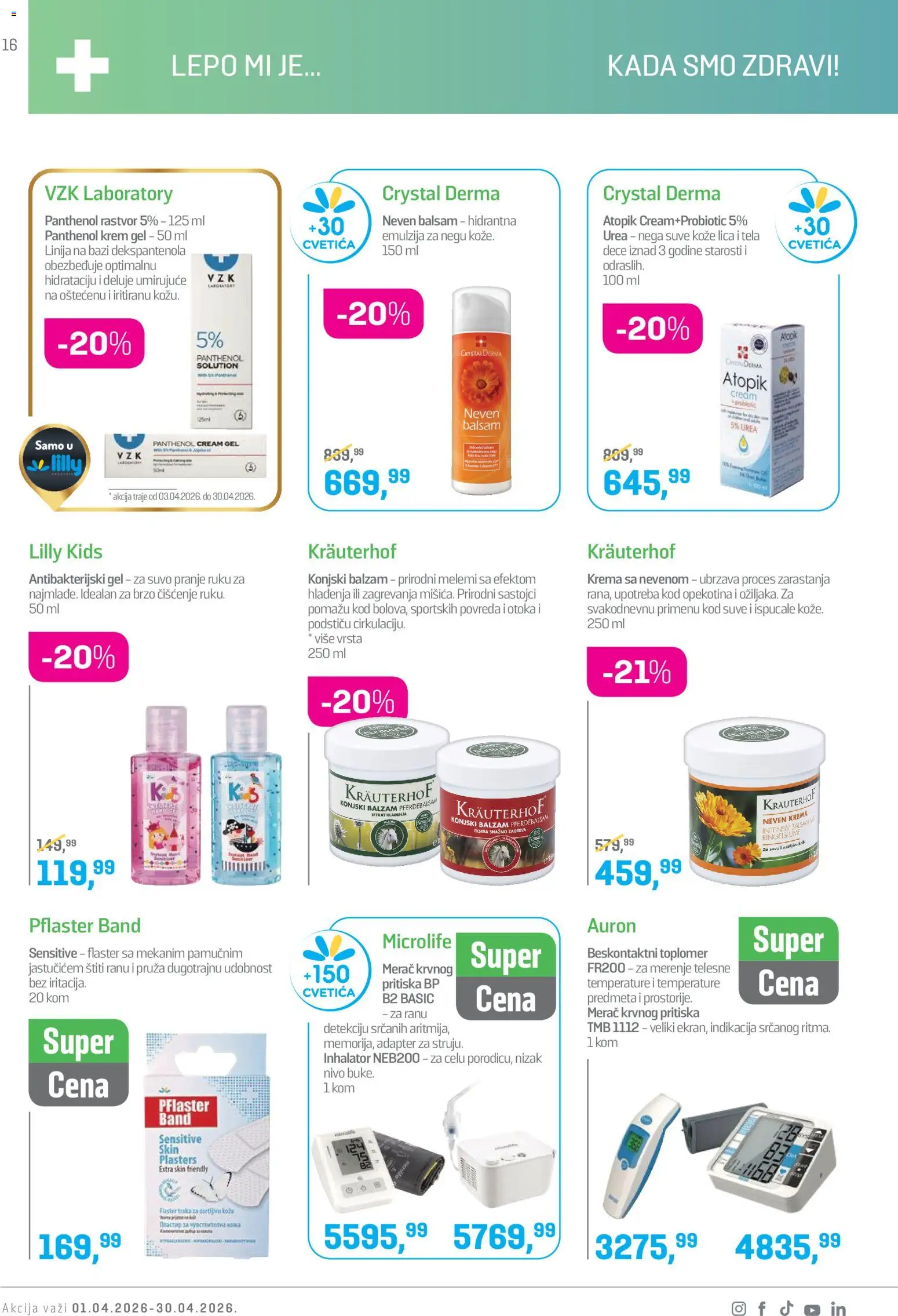 Lilly drogerie katalog - važi od 01.04.2026 | Strana: 16 | Proizvode: Toplomer, Balzam, Krema, Adapter