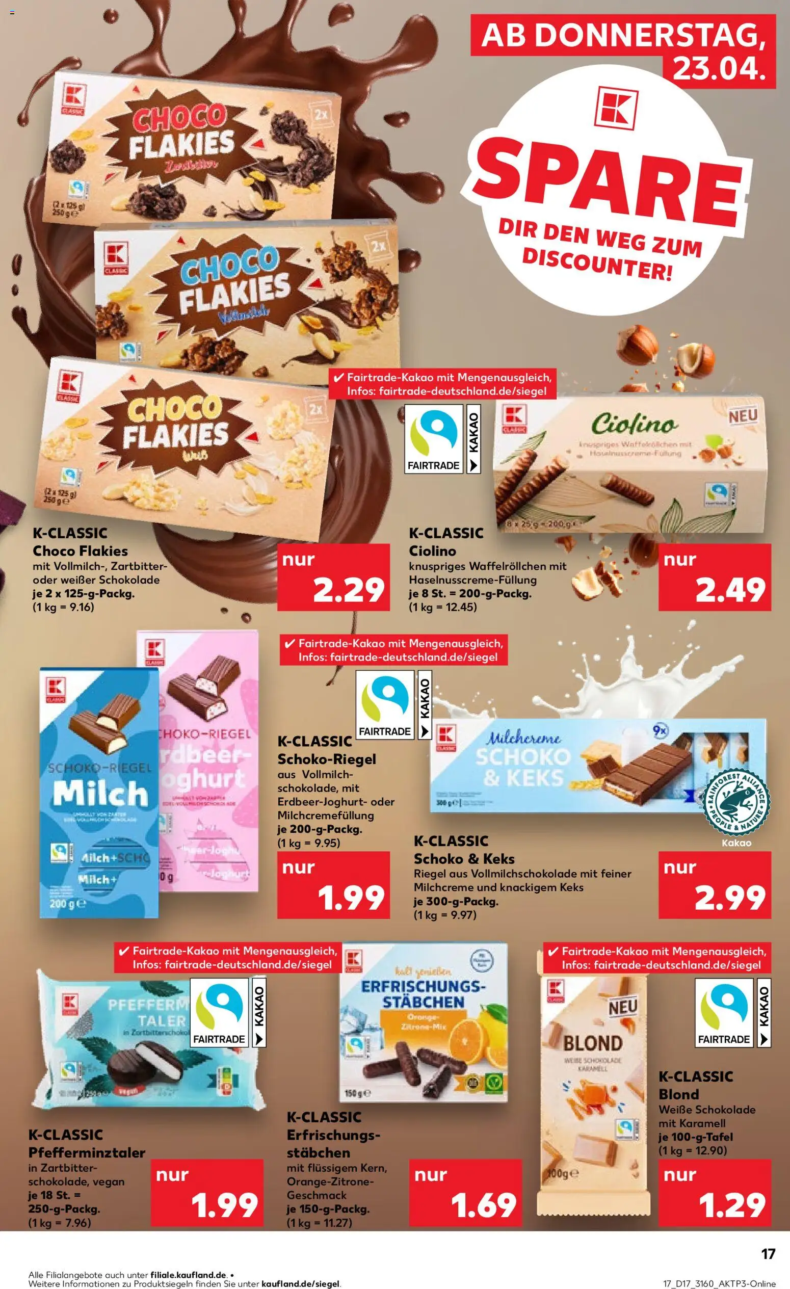 Kaufland Prospekt Frankfurt (Oder)	 – gültig ab 23.04.2026 | Seite: 17 | Produkte: Milch, Schokolade