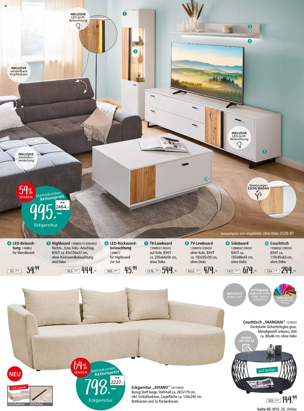 Zurbrüggen - Junges Wohnen - gültig ab dem 09.08.2025 | Seite: 3 | Produkte: Sideboard, HIghboard, Wandboard, Couchtisch