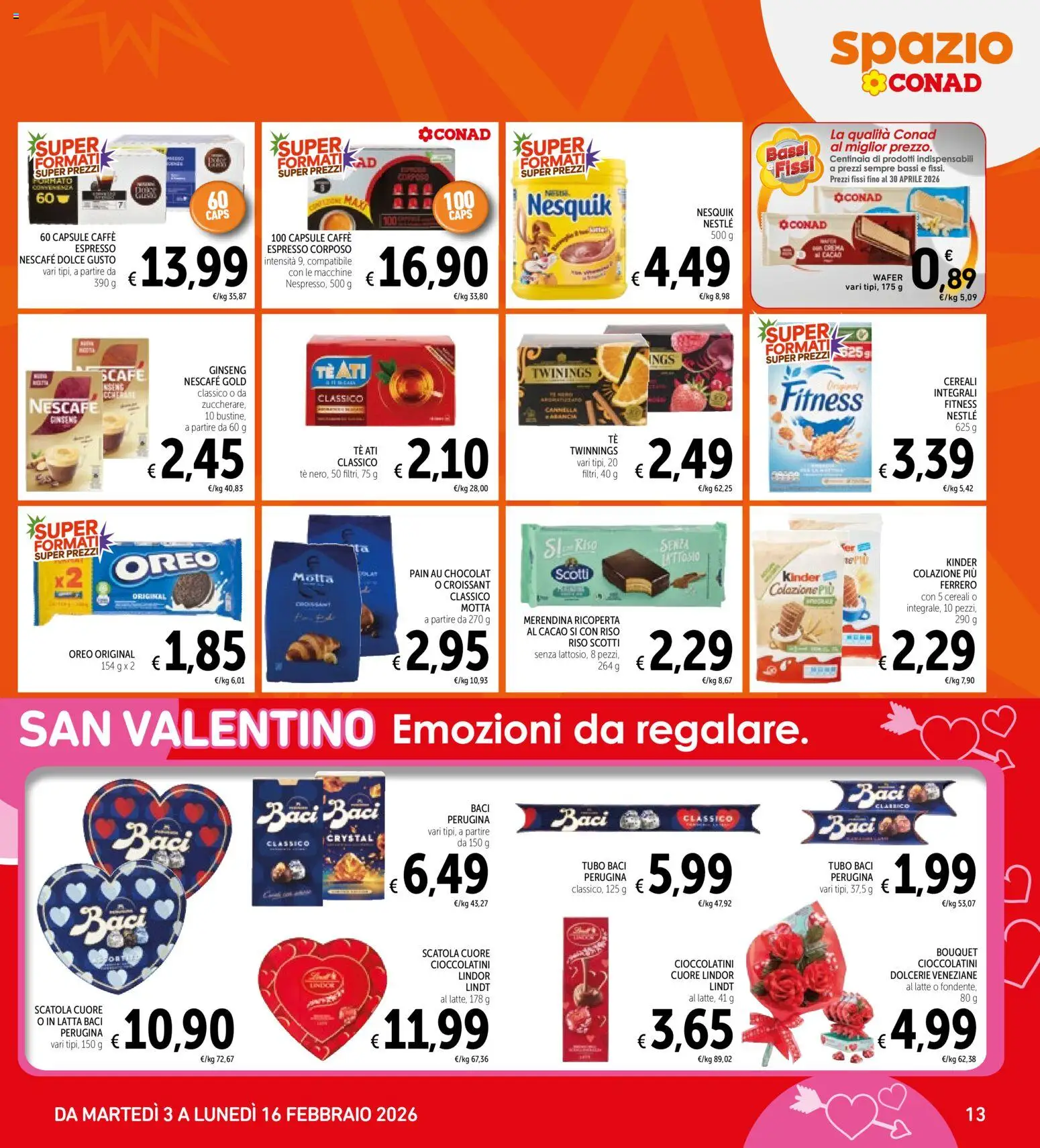 Volantino Spazio Conad del 03.02.2026 | Pagina: 13 | Prodotti: Tè, Tubo, Cioccolatini, Scatola