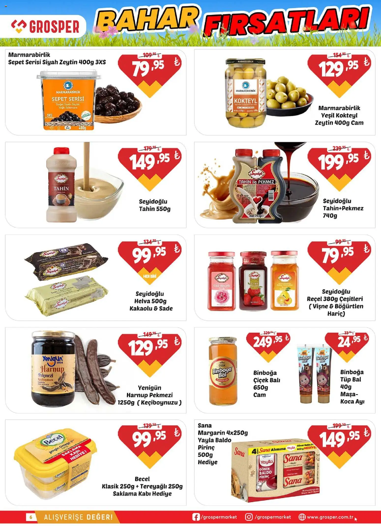 Grosper Katalog - 08.04.2026 tarihinden itibaren geçerlidir | Sayfa: 6 | Ürünler: Masa, Sepet, Pirinç, Zeytin