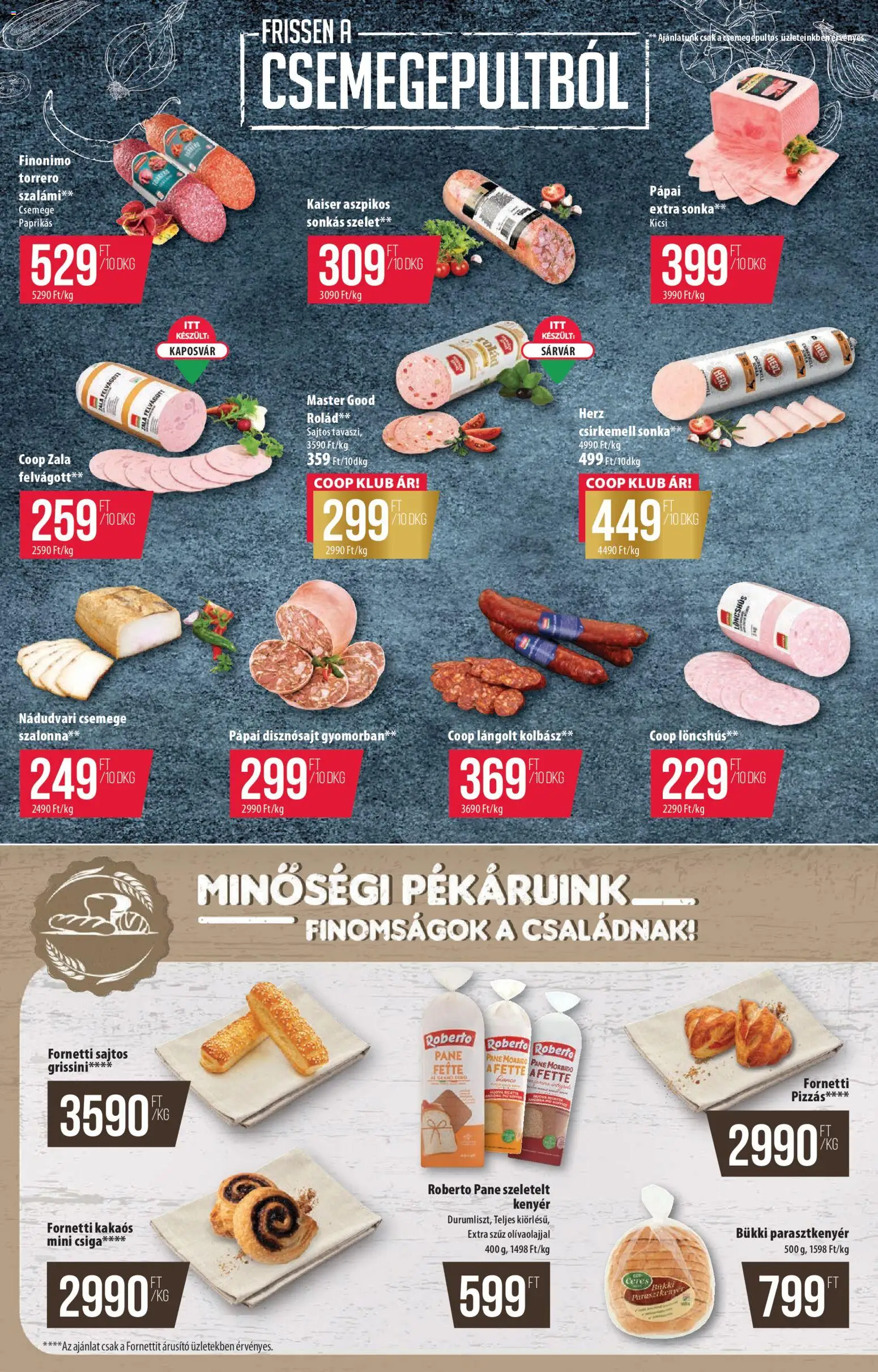 COOP akciós ujság - amely érvényes a következő dátumtól: 08.01.2026 | Oldal: 2 | Termékek: Sonka, Szalámi, Szalonna, Csirkemell