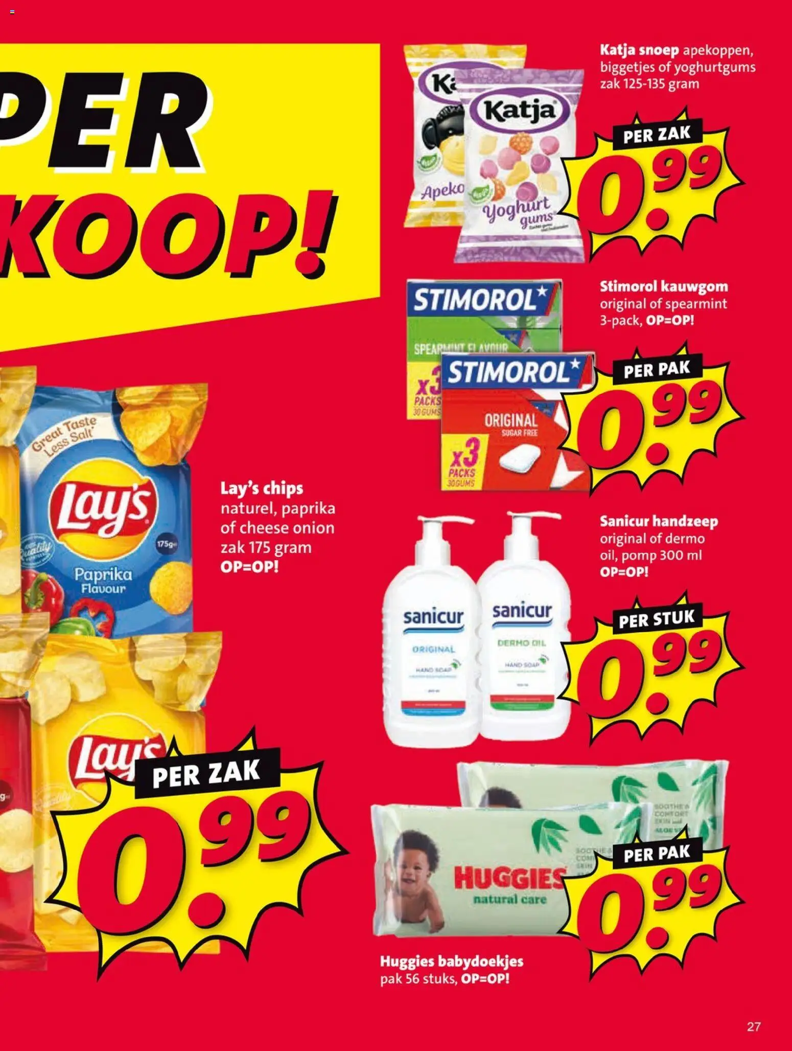 {H1} | Pagina: 27 | Producten: Snoep, Yoghurt, Babydoekjes, Handzeep