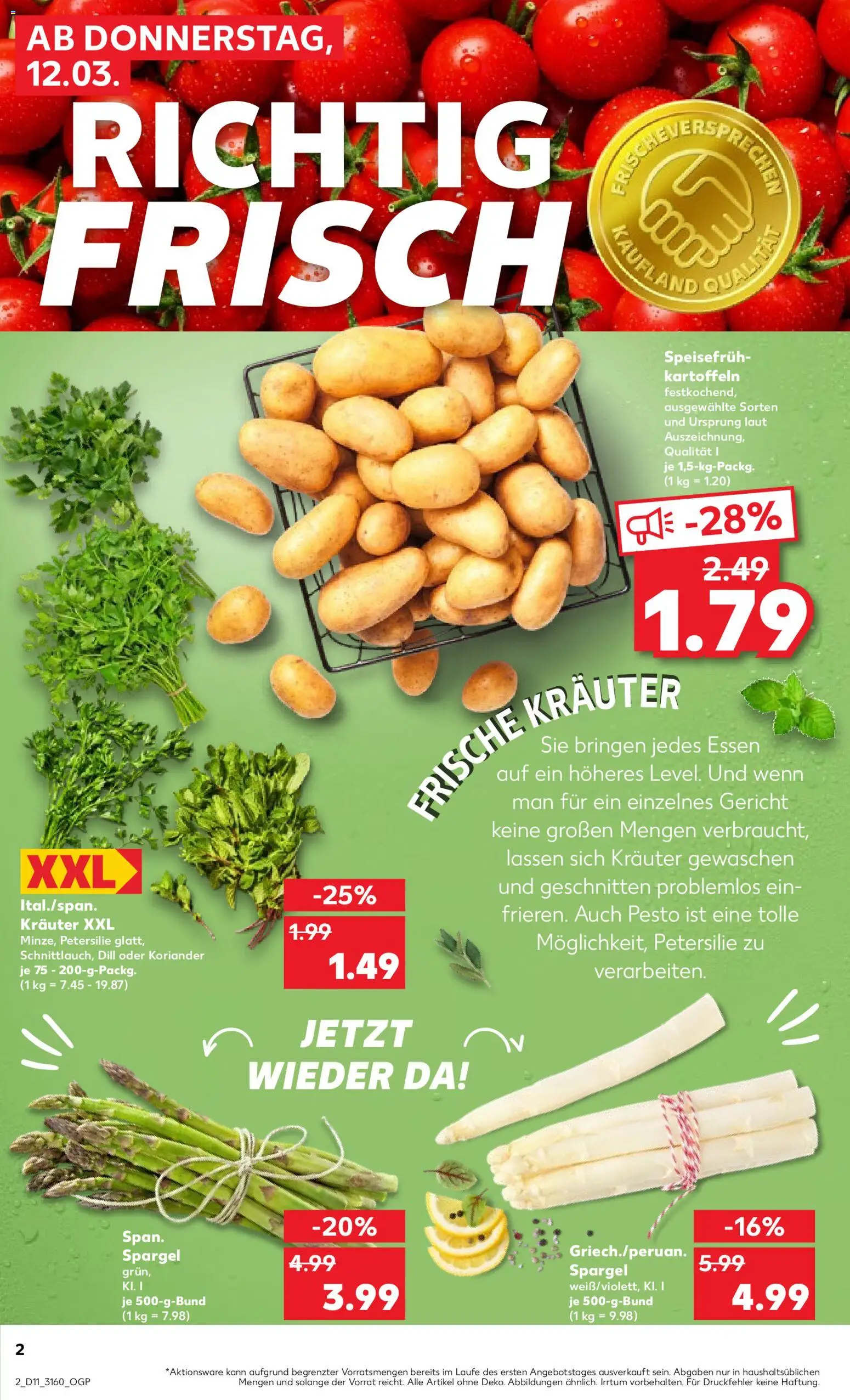 Kaufland Prospekt Rostock	 – gültig ab 12.03.2026 | Seite: 2 | Produkte: Spargel, Kartoffeln, Petersilie, Dill
