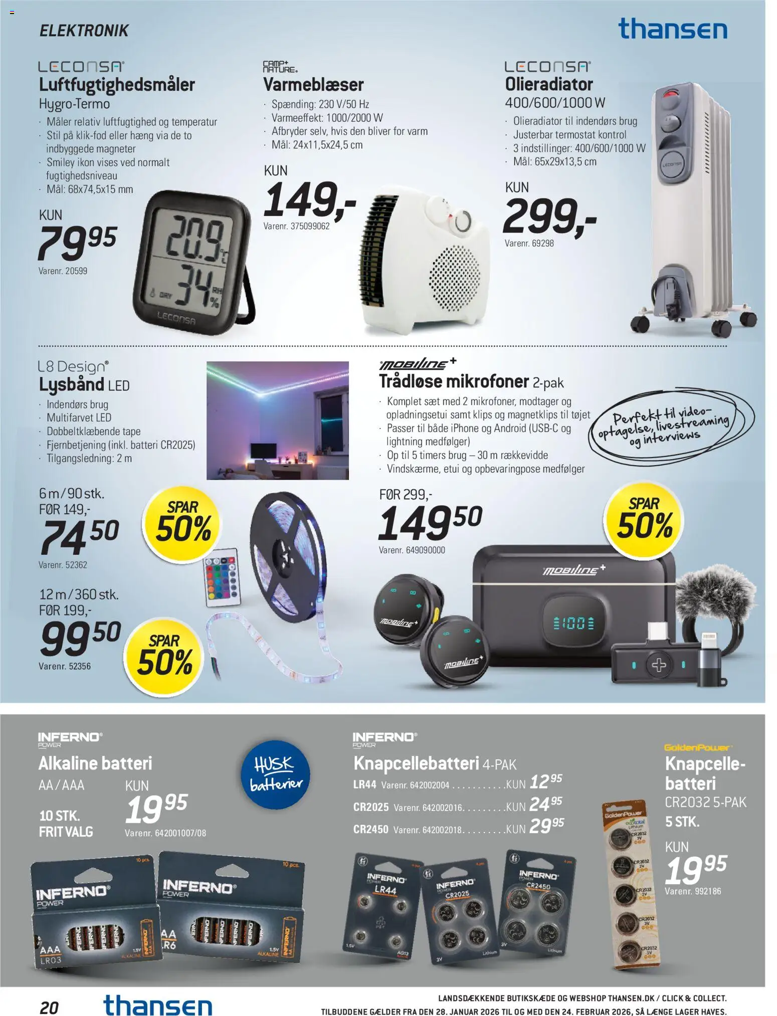 Thansen tilbudsavis – gyldig fra 28.01.2026 | Side: 20 | Produkter: Batterier, PC, Video, Batteri
