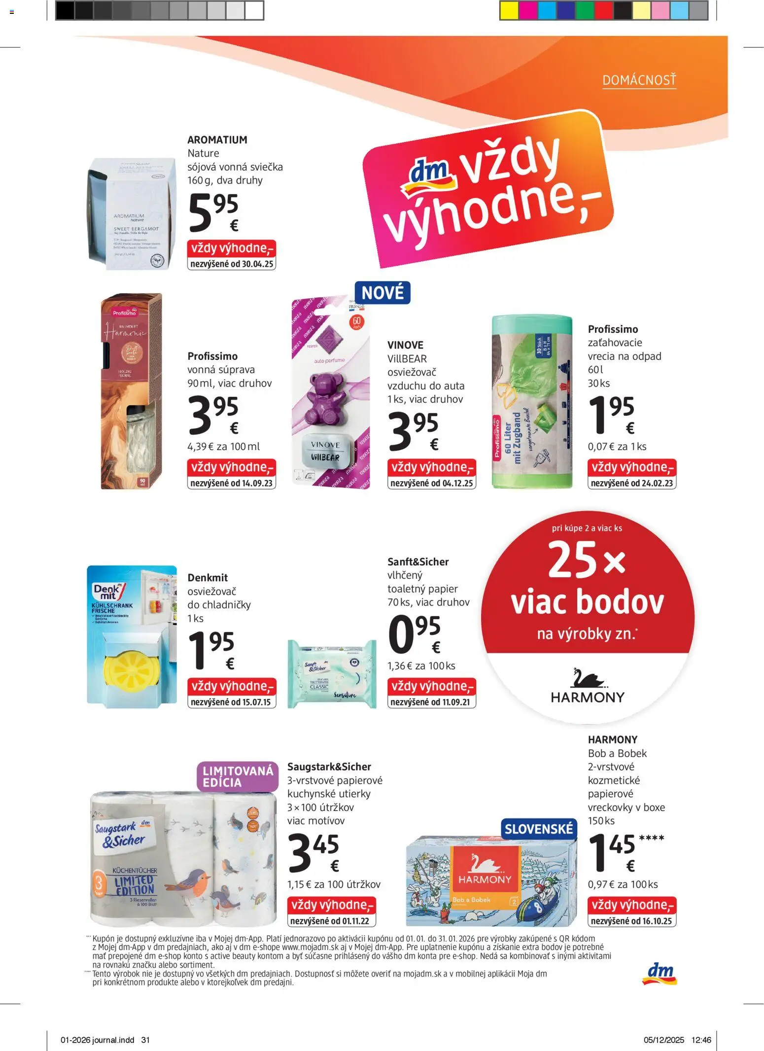 Nové dm drogerie akcie – leták je platný od 01.01.2026 | Strana: 31 | Produkty: Osviežovač vzduchu, Toaletný papier